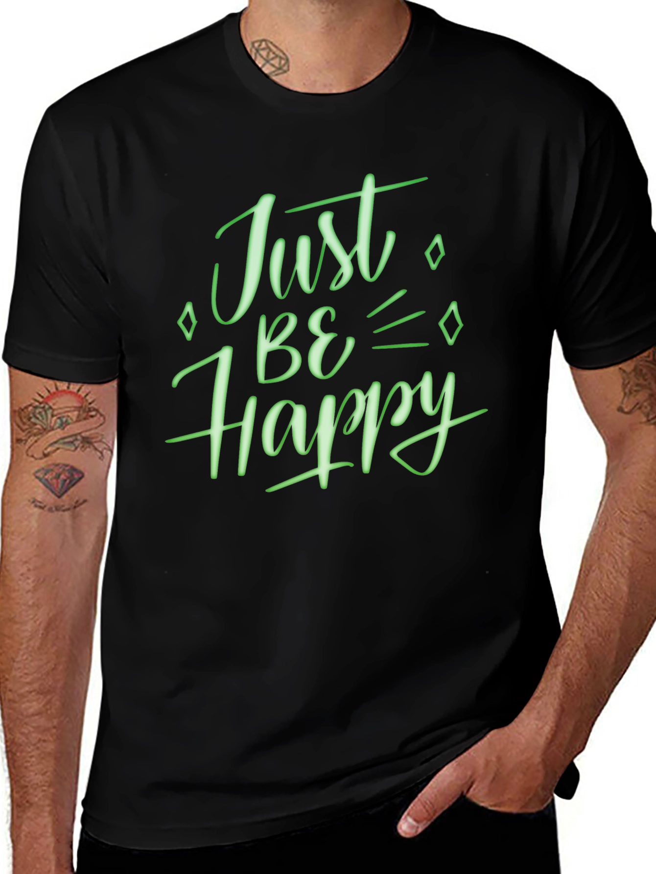 Just Be Happy Graphic Tee - Black
