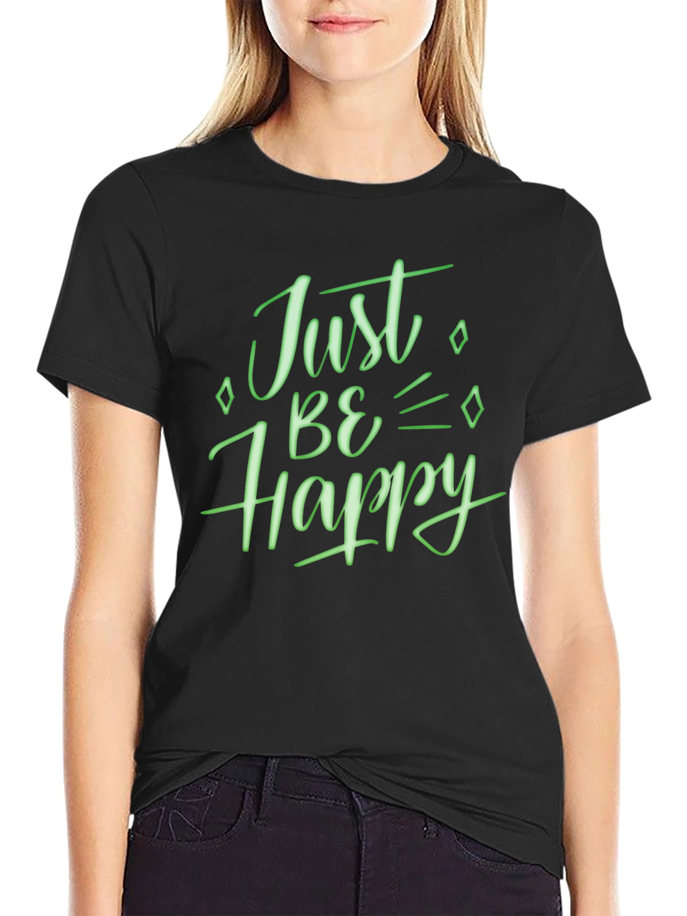 Just Be Happy Graphic Tee - Black