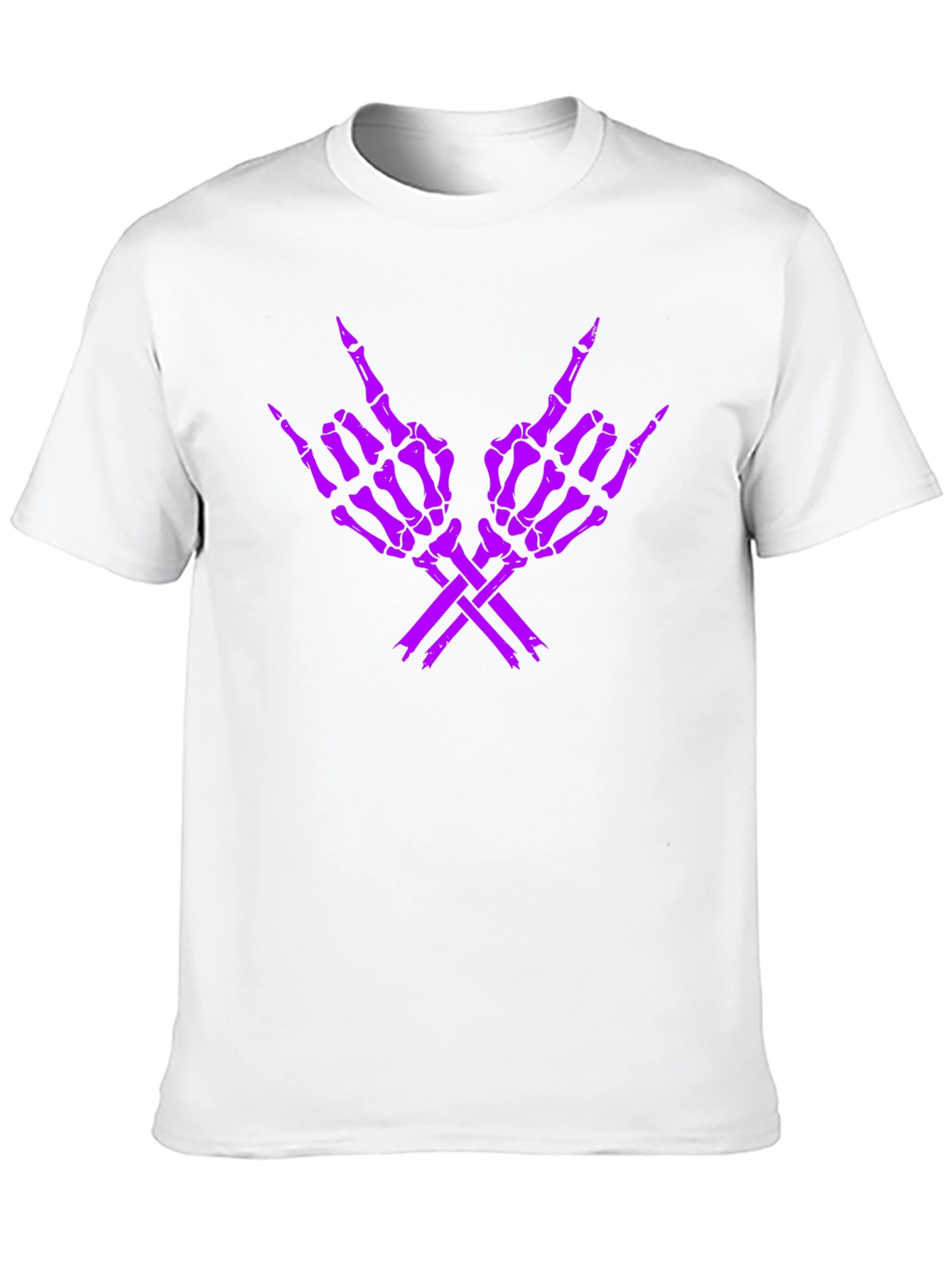 Rock On Skeleton Hand Graphic Tee - Black