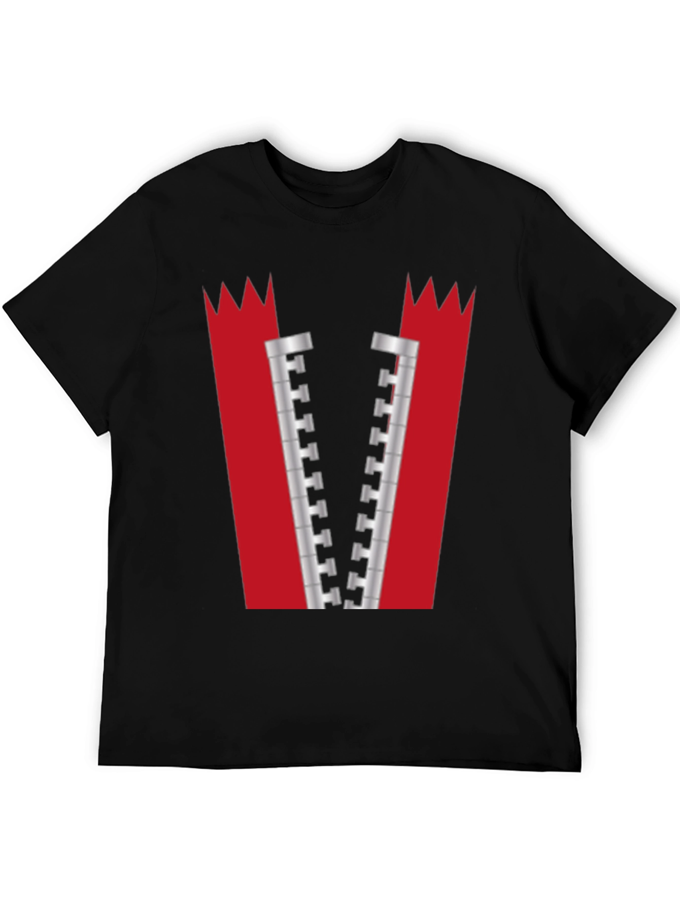 Novelty Zipper Graphic T-Shirt - Bold Black Tee