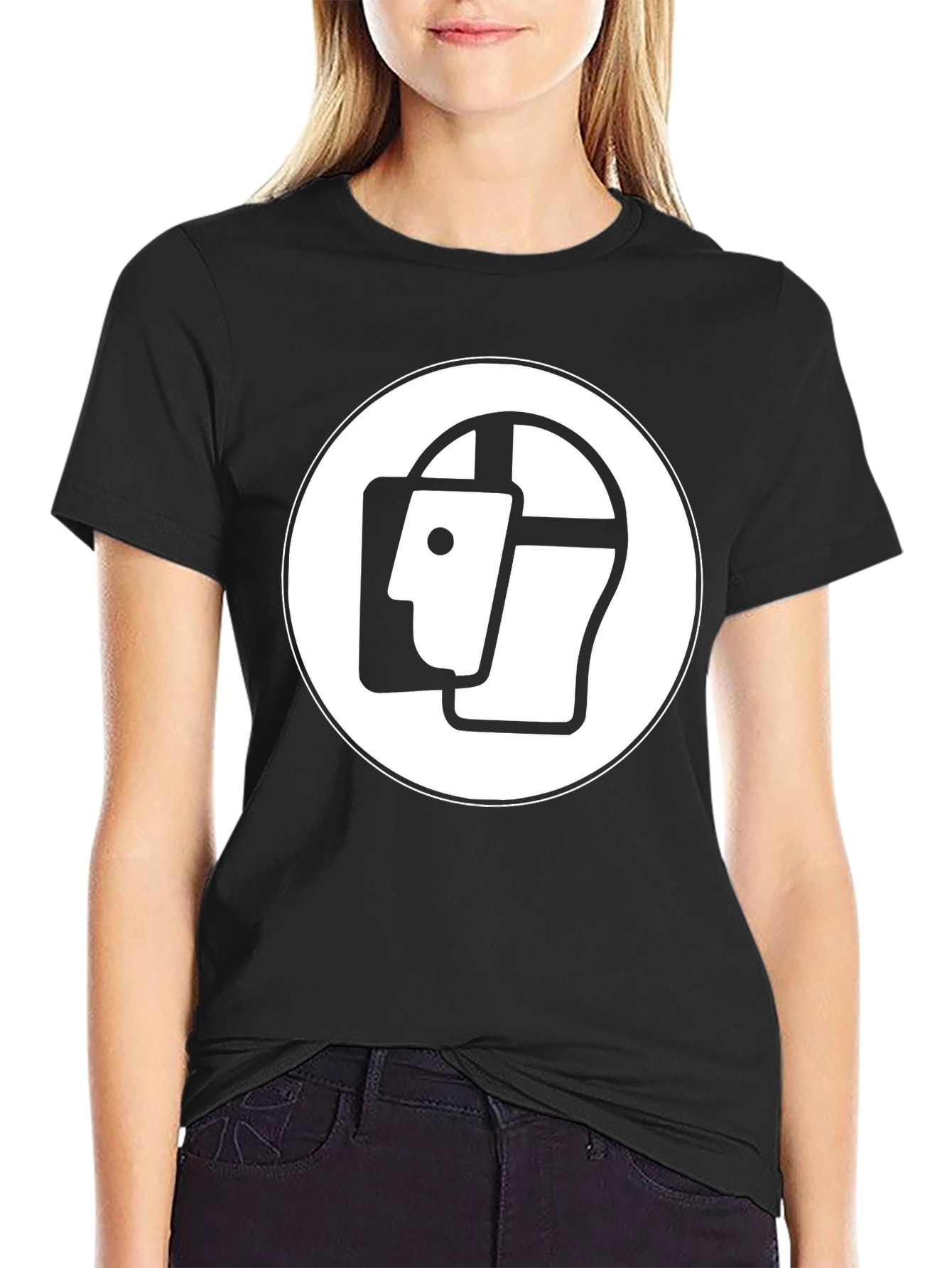 Abstract Face Graphic Black T-Shirt