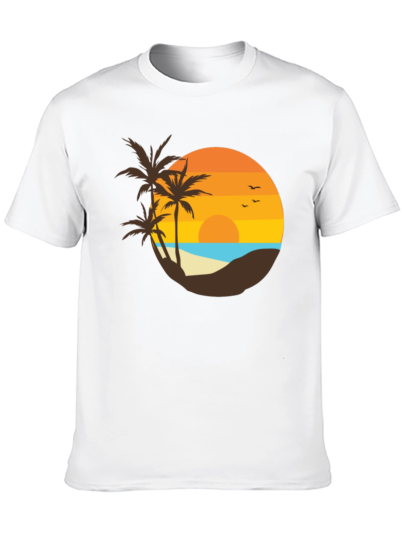 Sunset Beach Graphic Tee - Tropical Palm Design