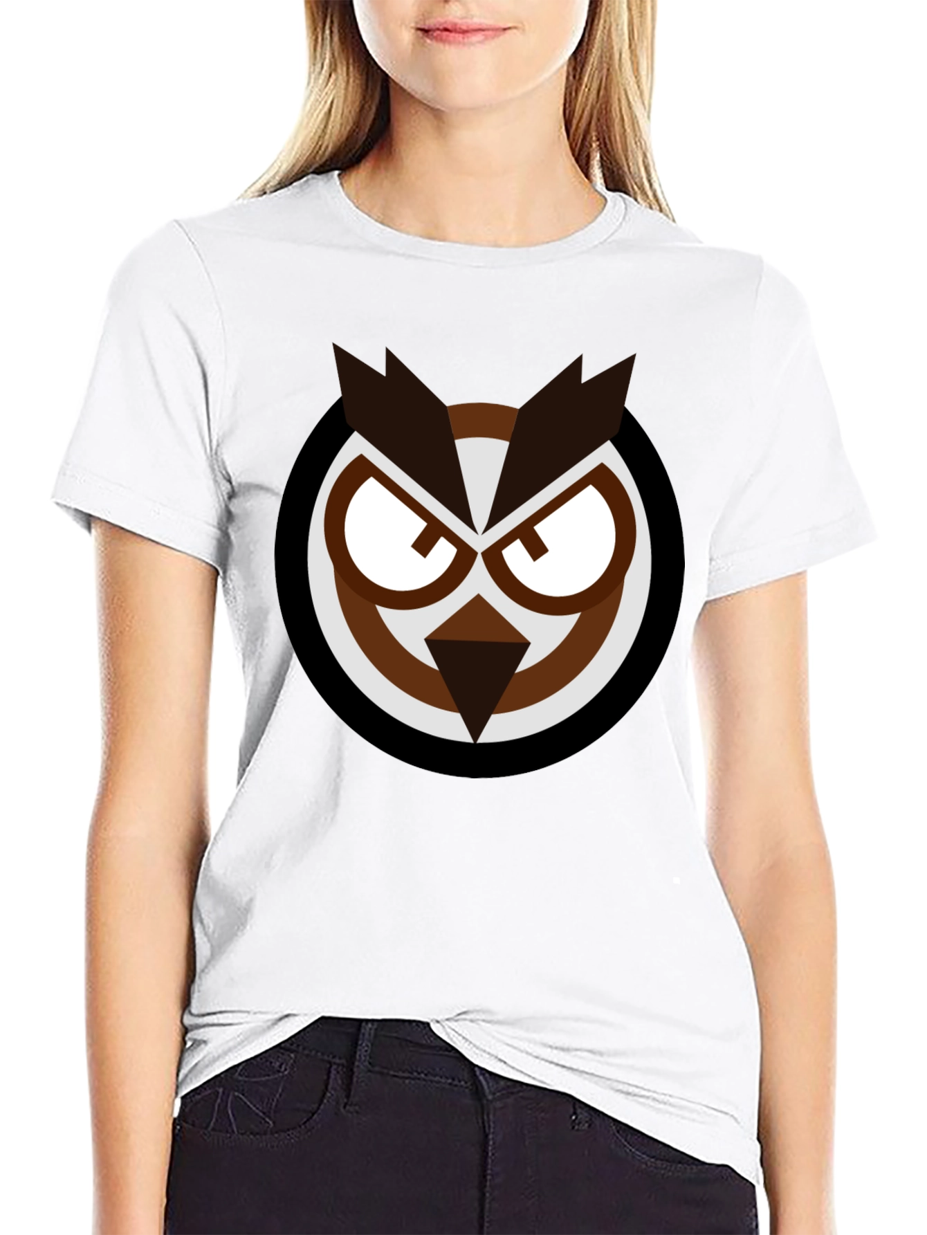 Owl Graphic Print T-Shirt - Black