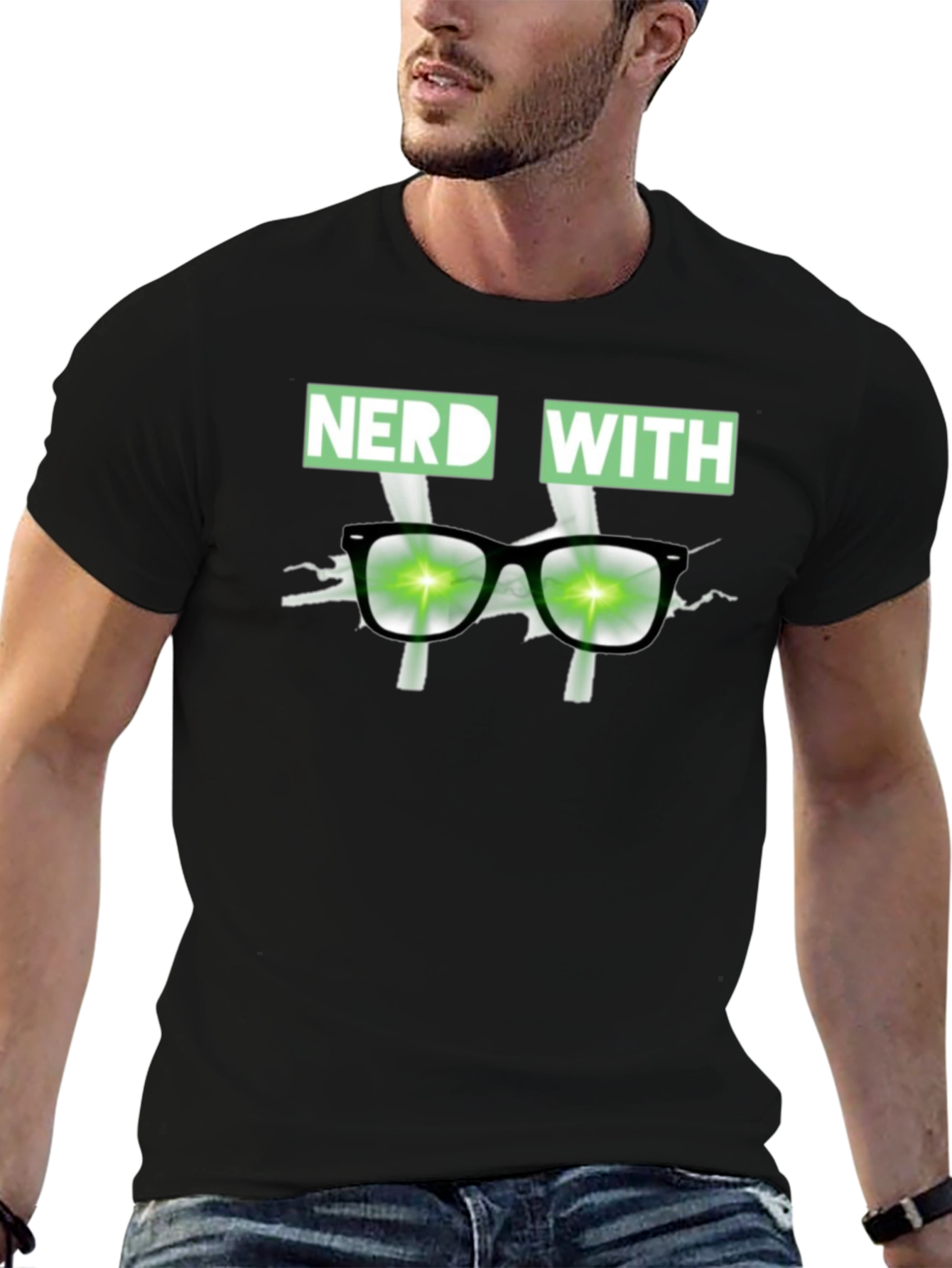 Nerd With Glasses Graphic T-Shirt