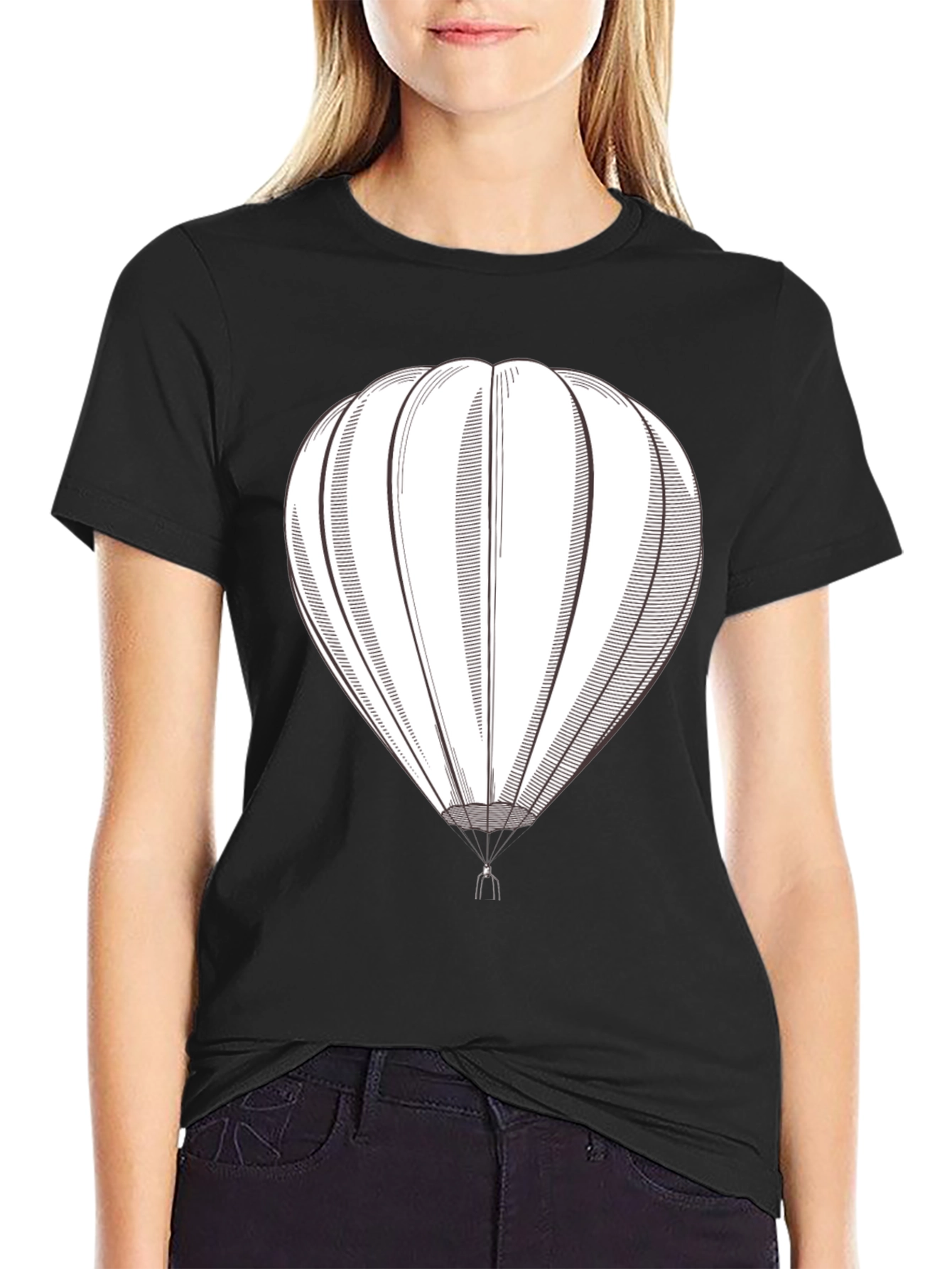 Hot Air Balloon Graphic Tee - Black