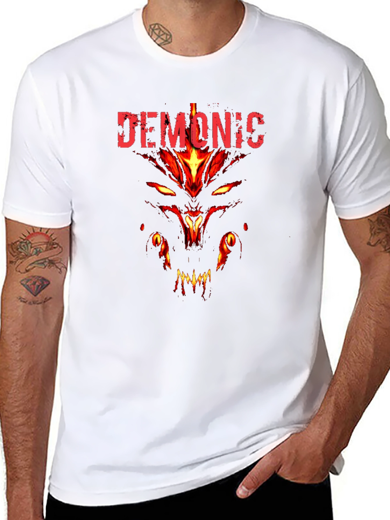 Demonic Graphic Print Tee - Mens Black T-Shirt