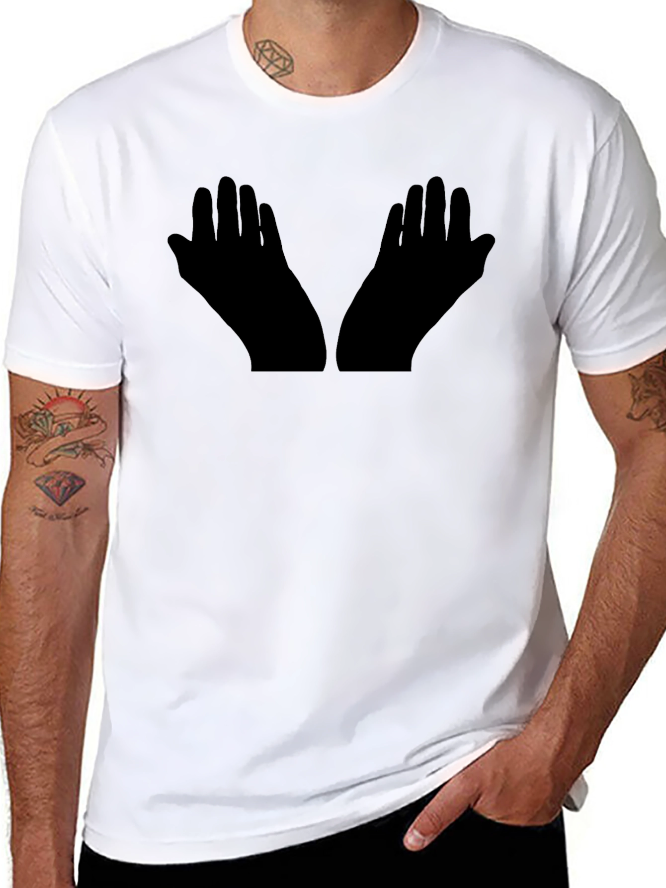 Black Graphic Tee - Praying Hands Design