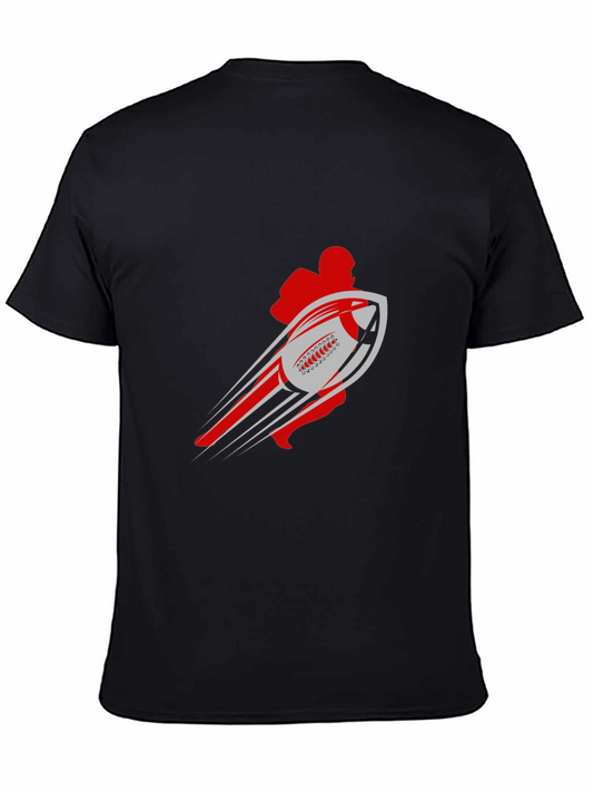 Football Player Graphic T-Shirt - Black