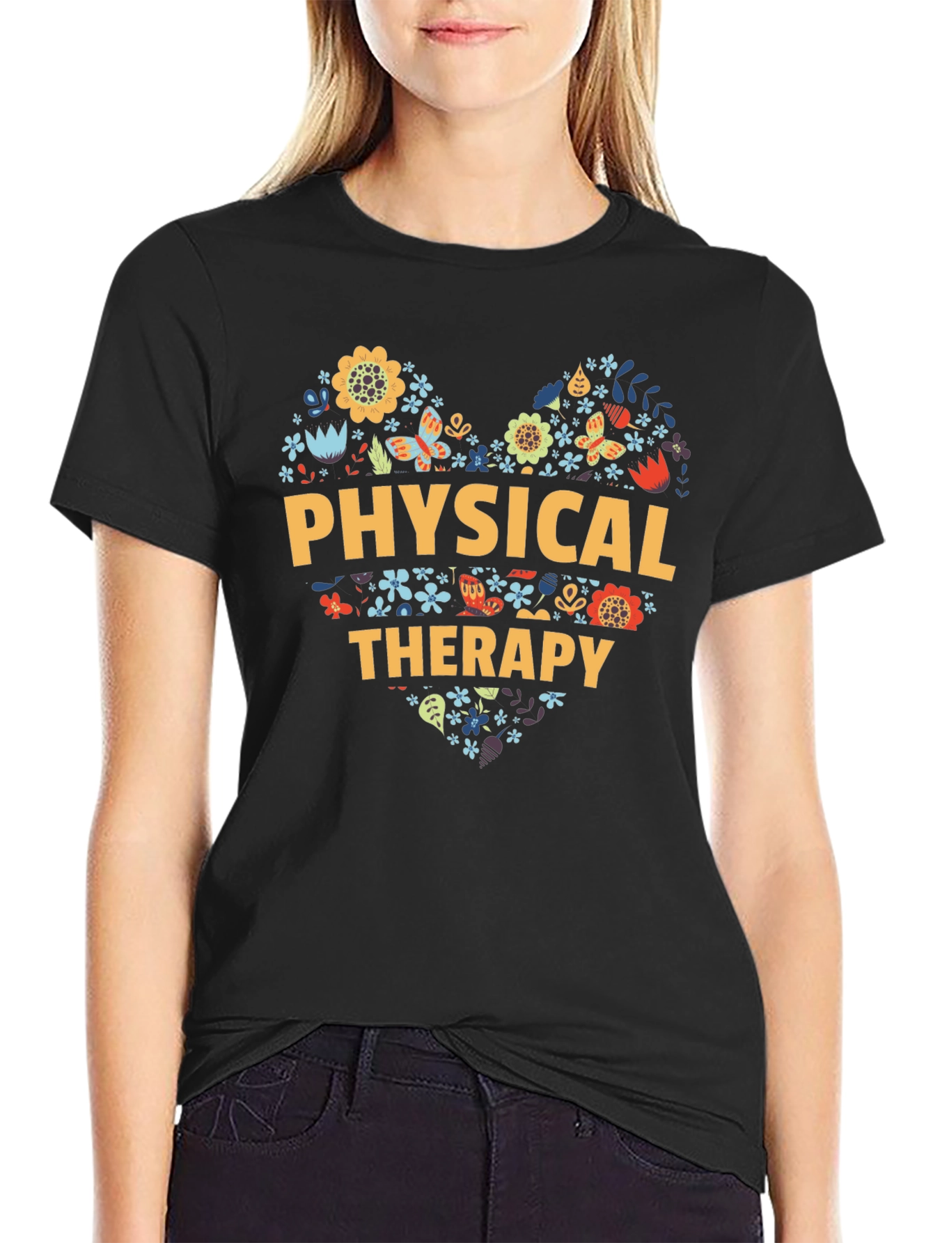 Physical Therapy Heart Floral T-Shirt