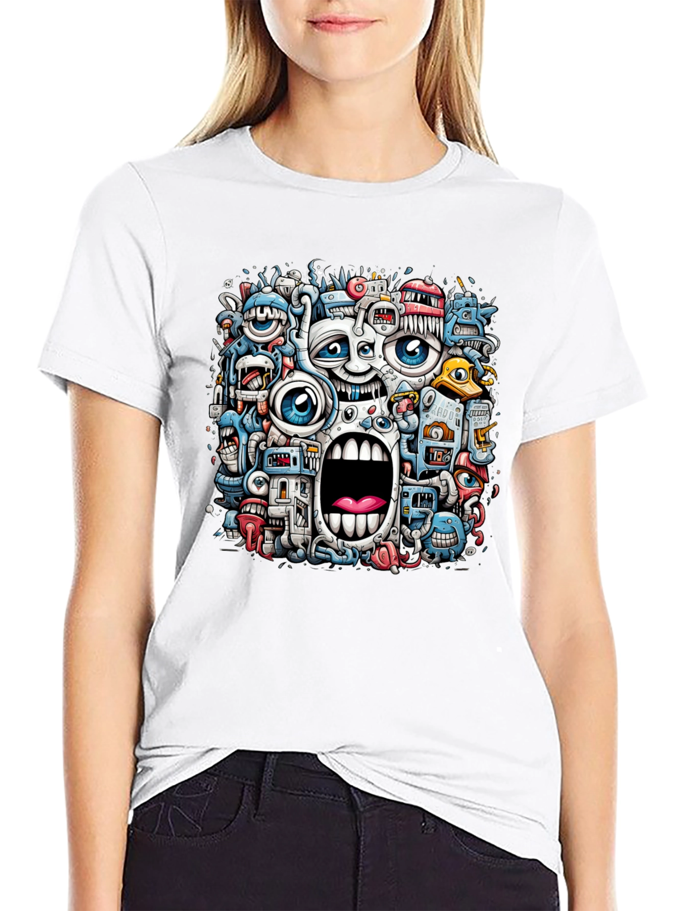 Funky Doodle Art Black T-Shirt