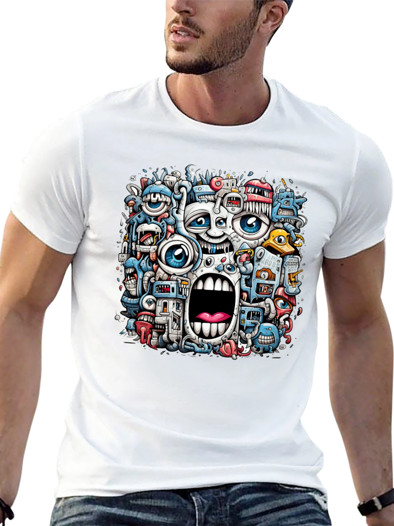 Funky Doodle Art Black T-Shirt