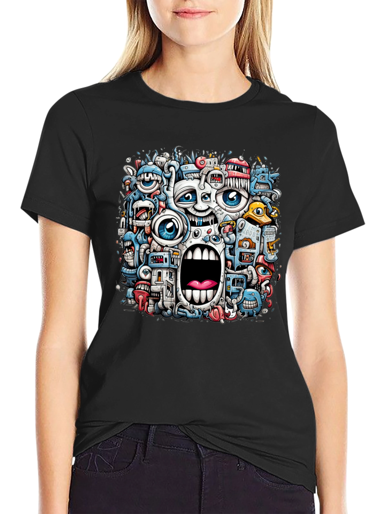 Funky Doodle Art Black T-Shirt