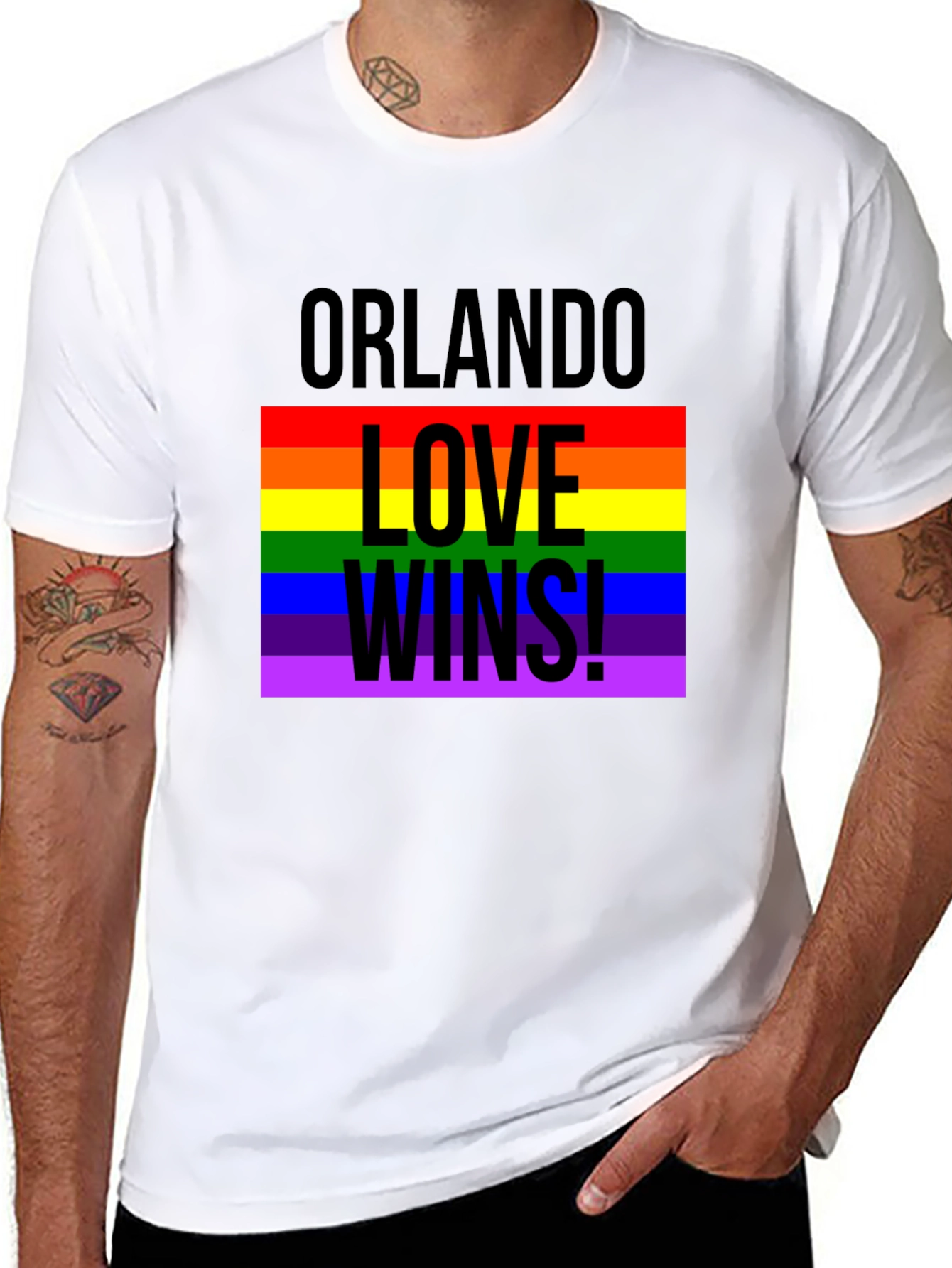 Orlando Love Wins! Black Graphic T-Shirt