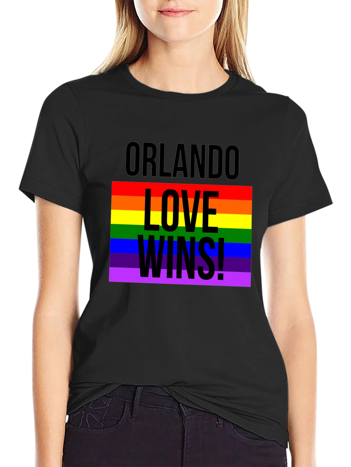 Orlando Love Wins! Black Graphic T-Shirt