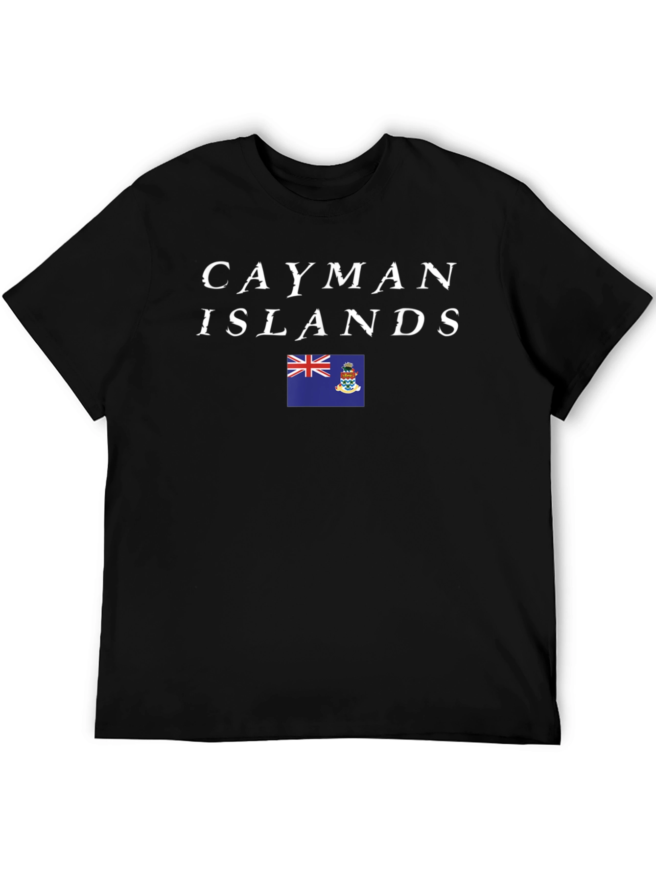 Cayman Islands Flag T-Shirt Black Cotton