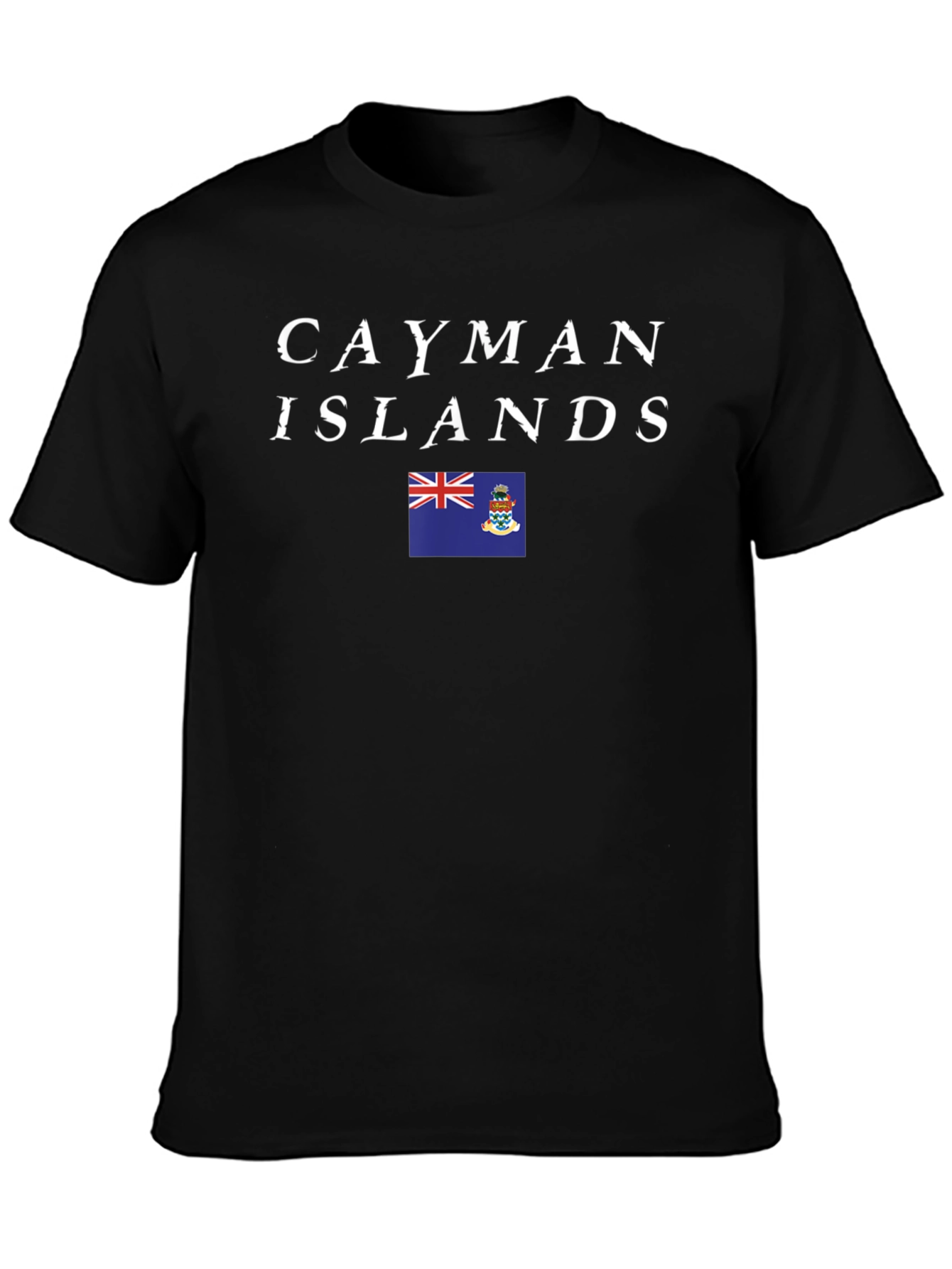 Cayman Islands Flag T-Shirt Black Cotton