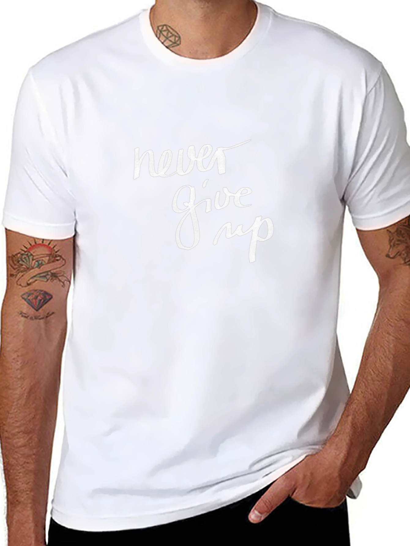 Never Give Up Graphic Tee - Inspirational Black T-Shirt