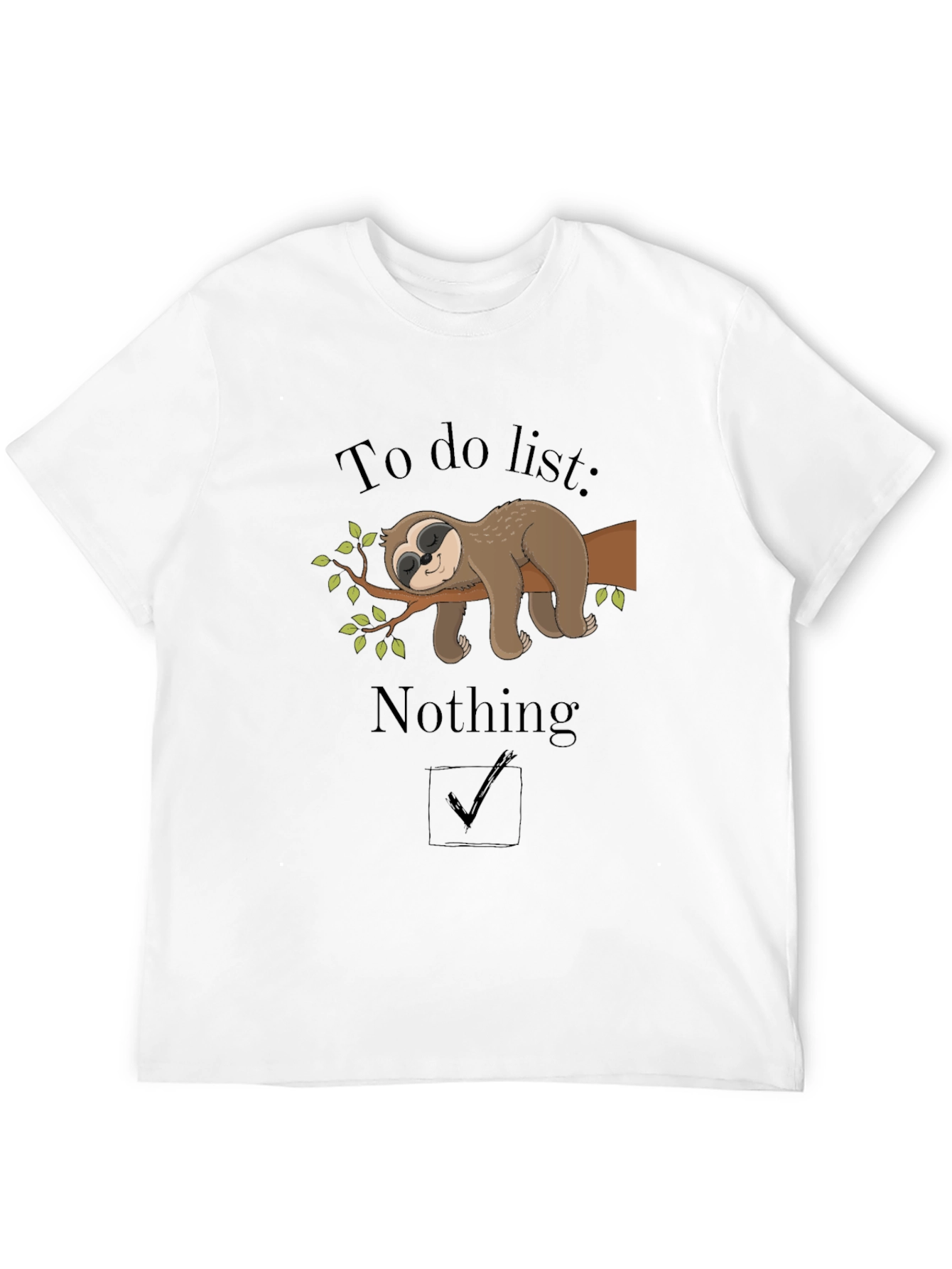 Lazy Sloth To Do Nothing Black T-Shirt