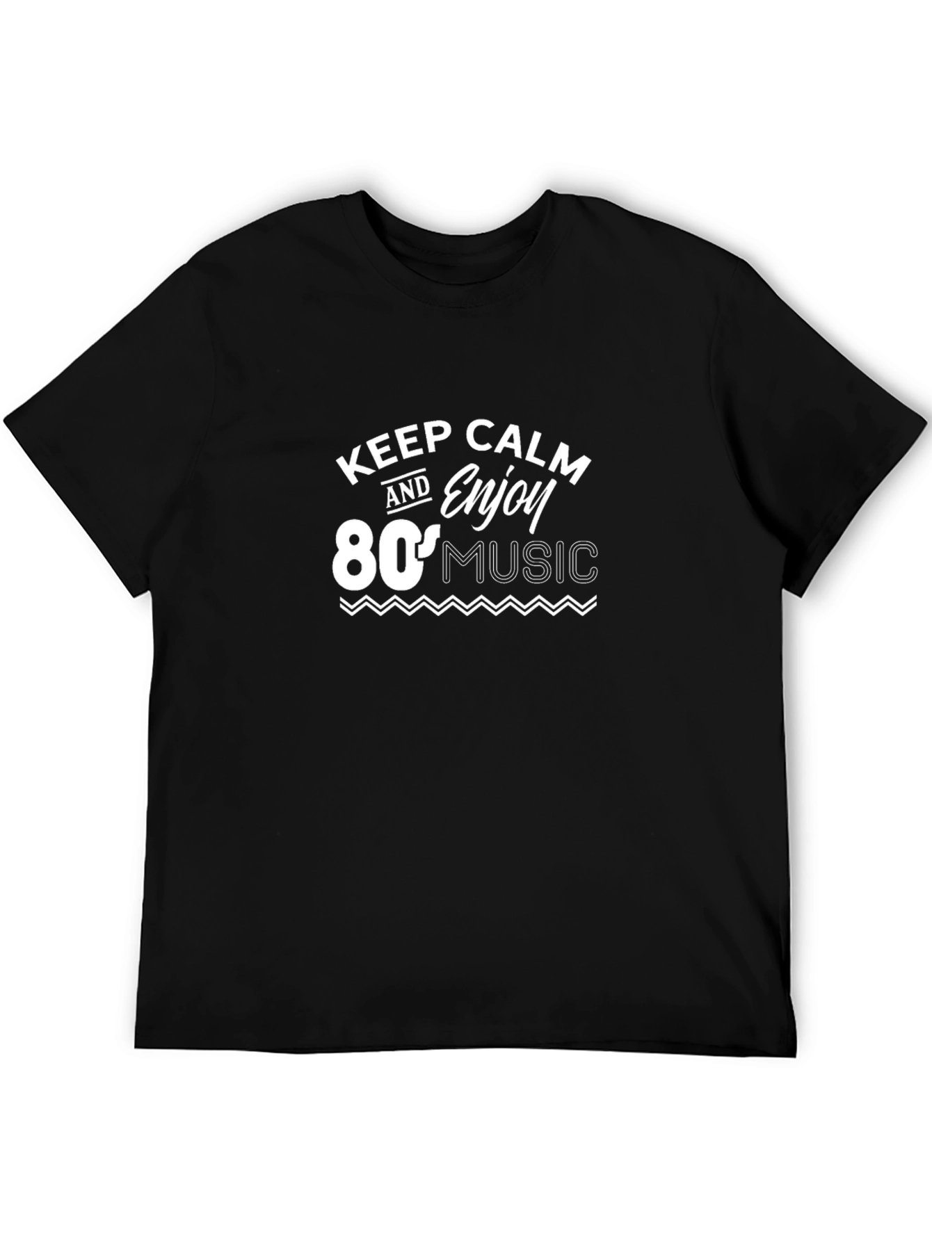 Keep Calm & Enjoy 80s Music - Black T-Shirt