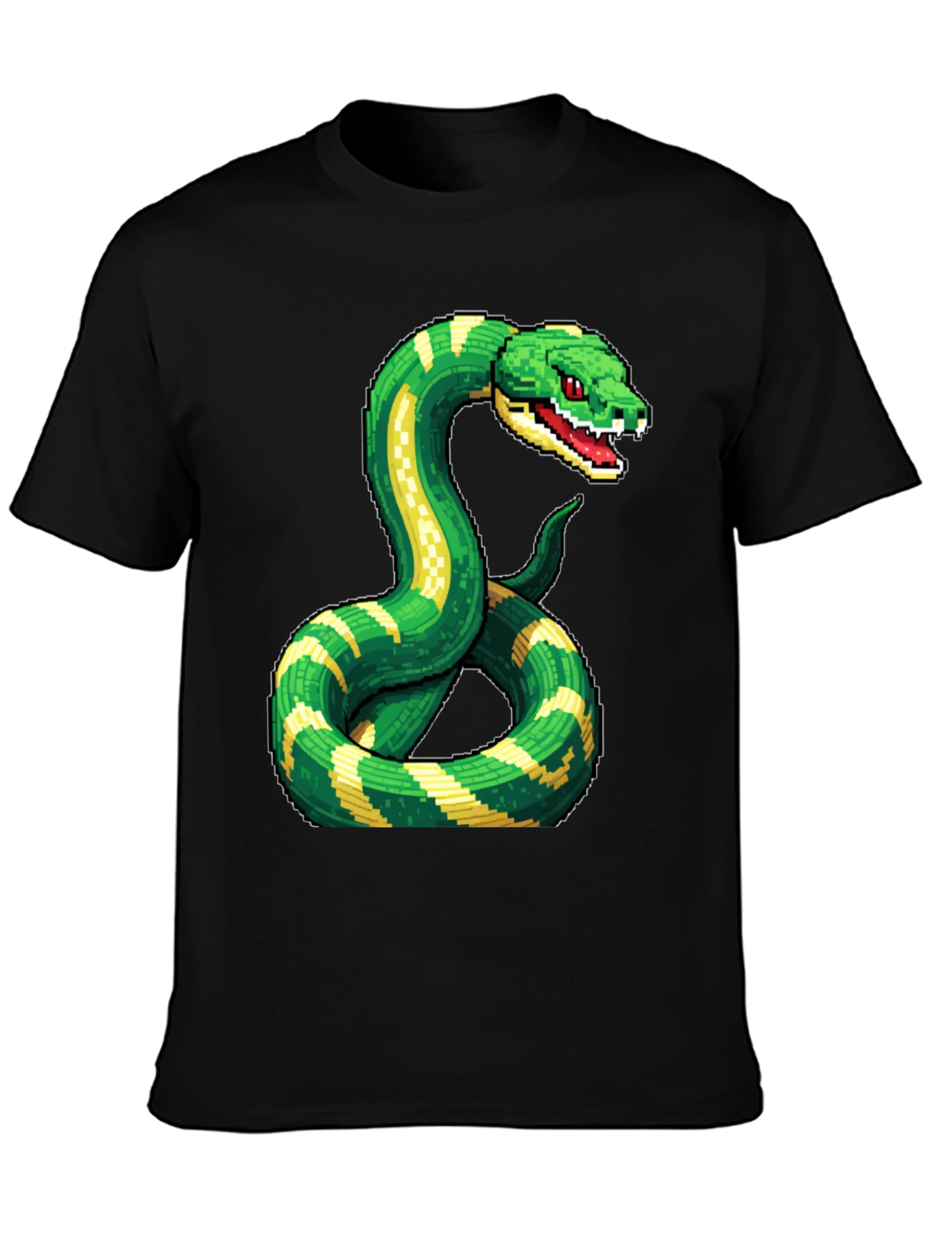 Pixelated Snake Graphic Tee - Gamer Style