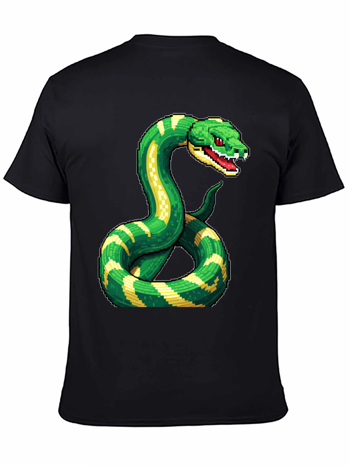 Pixelated Snake Graphic Tee - Gamer Style