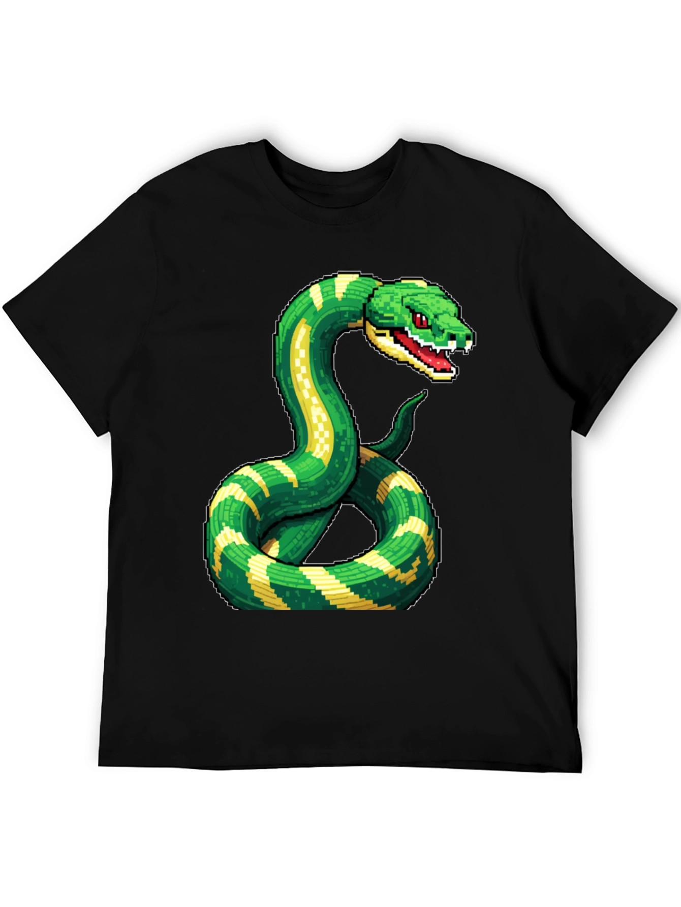 Pixelated Snake Graphic Tee - Gamer Style