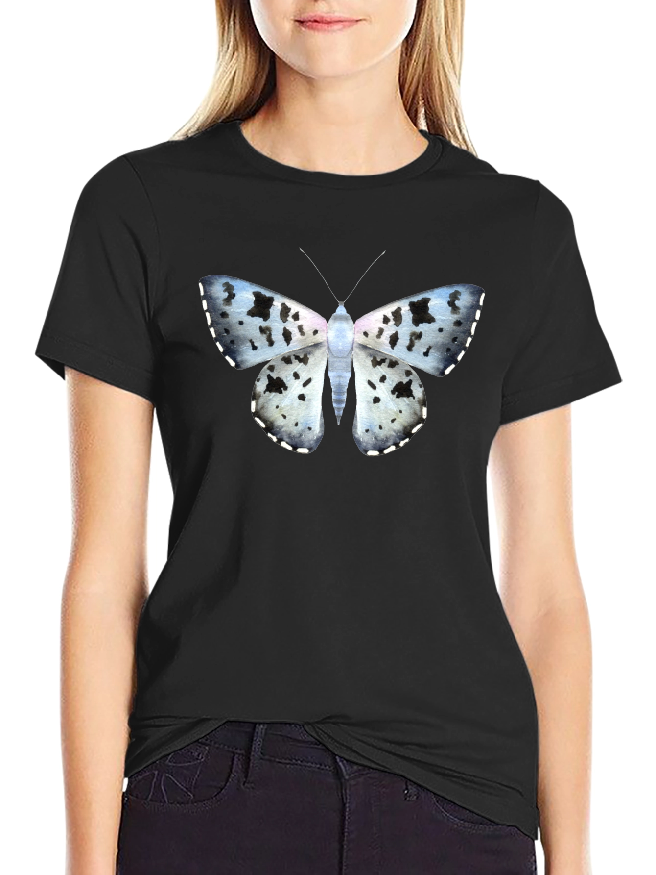 Butterfly Print Black T-Shirt