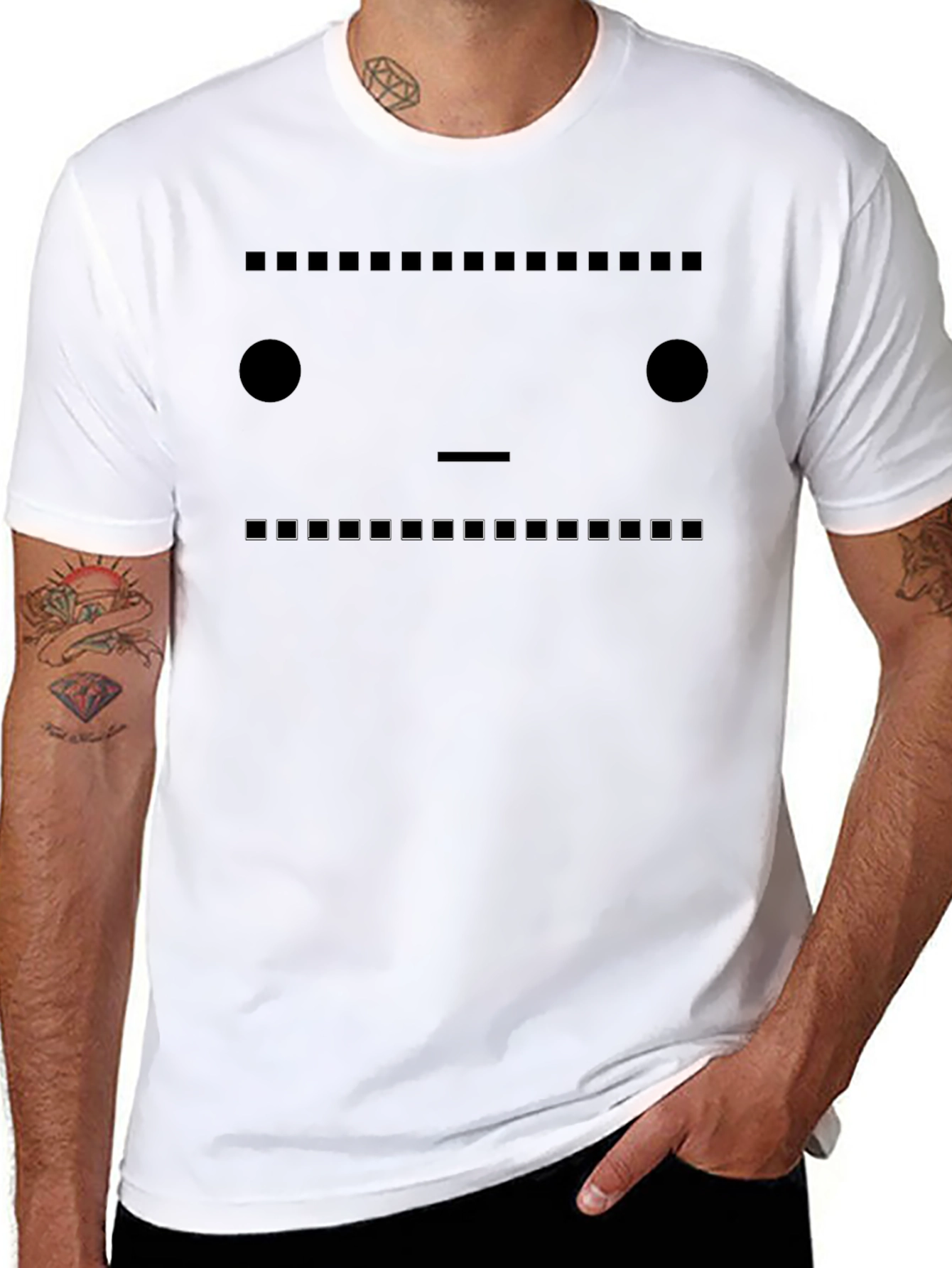Pixel Face Graphic Tee - Unique Design