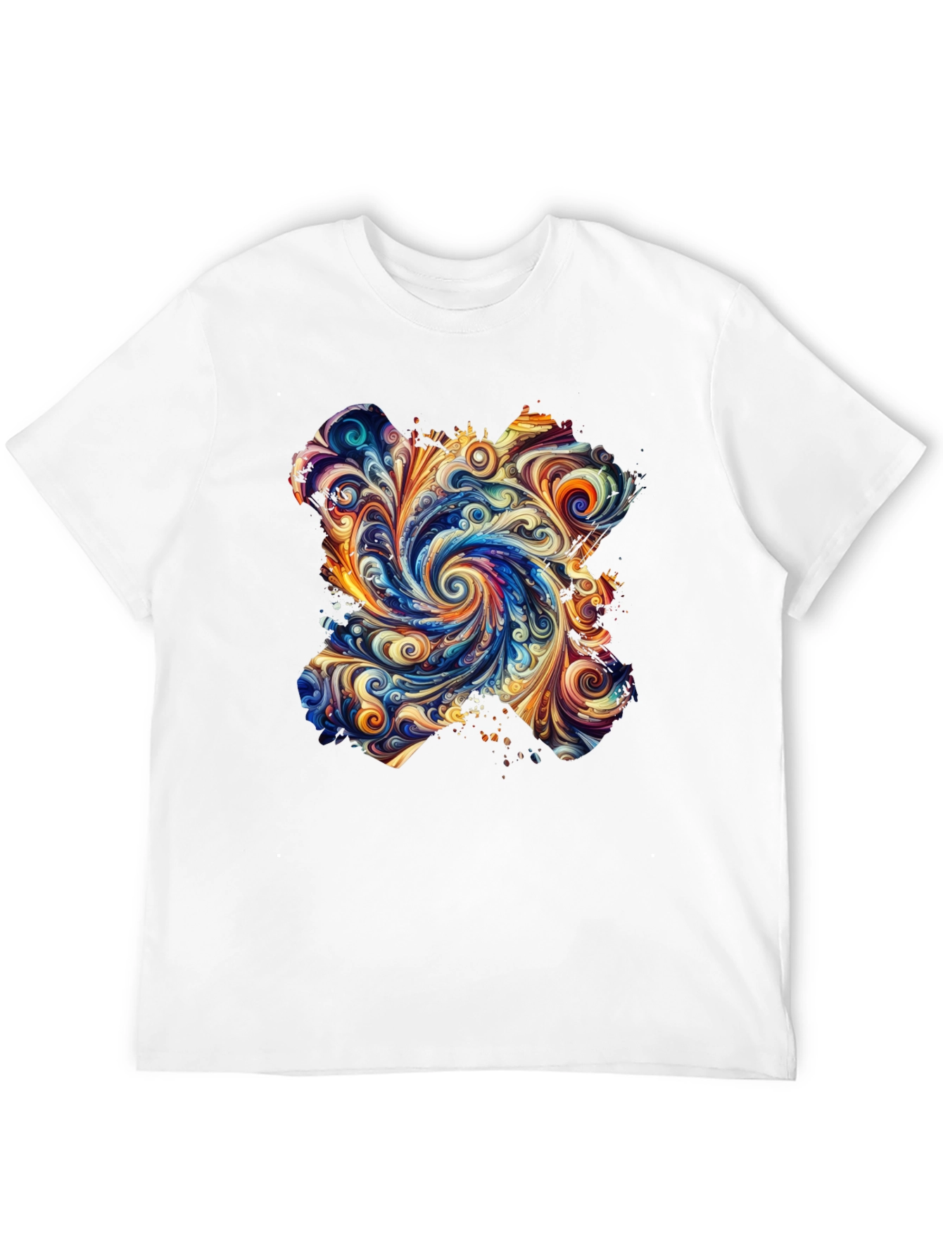 Abstract Swirl Graphic Black T-Shirt