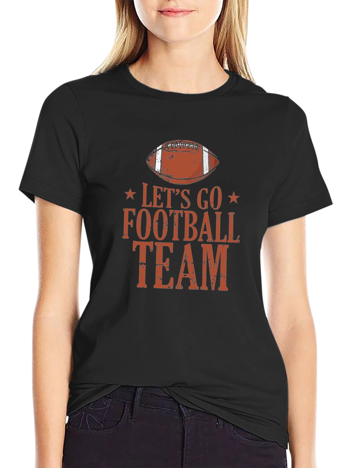 Lets Go Football Team Graphic T-Shirt