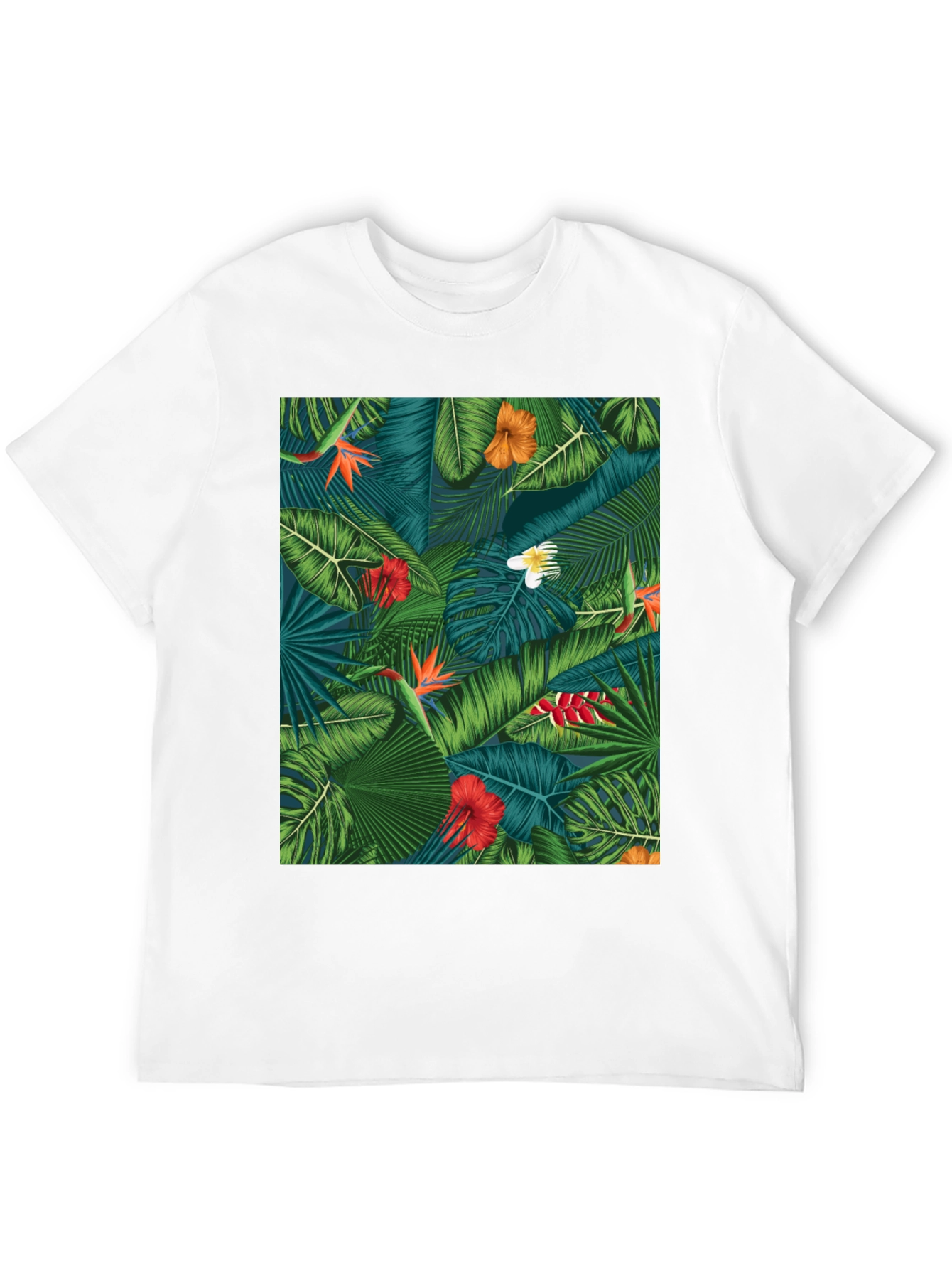 Tropical Floral Print Black T-Shirt