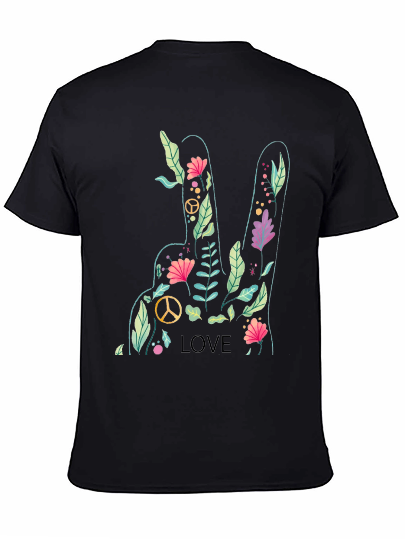 Peace Love Flower Graphic Tee - Soft Cotton Blend