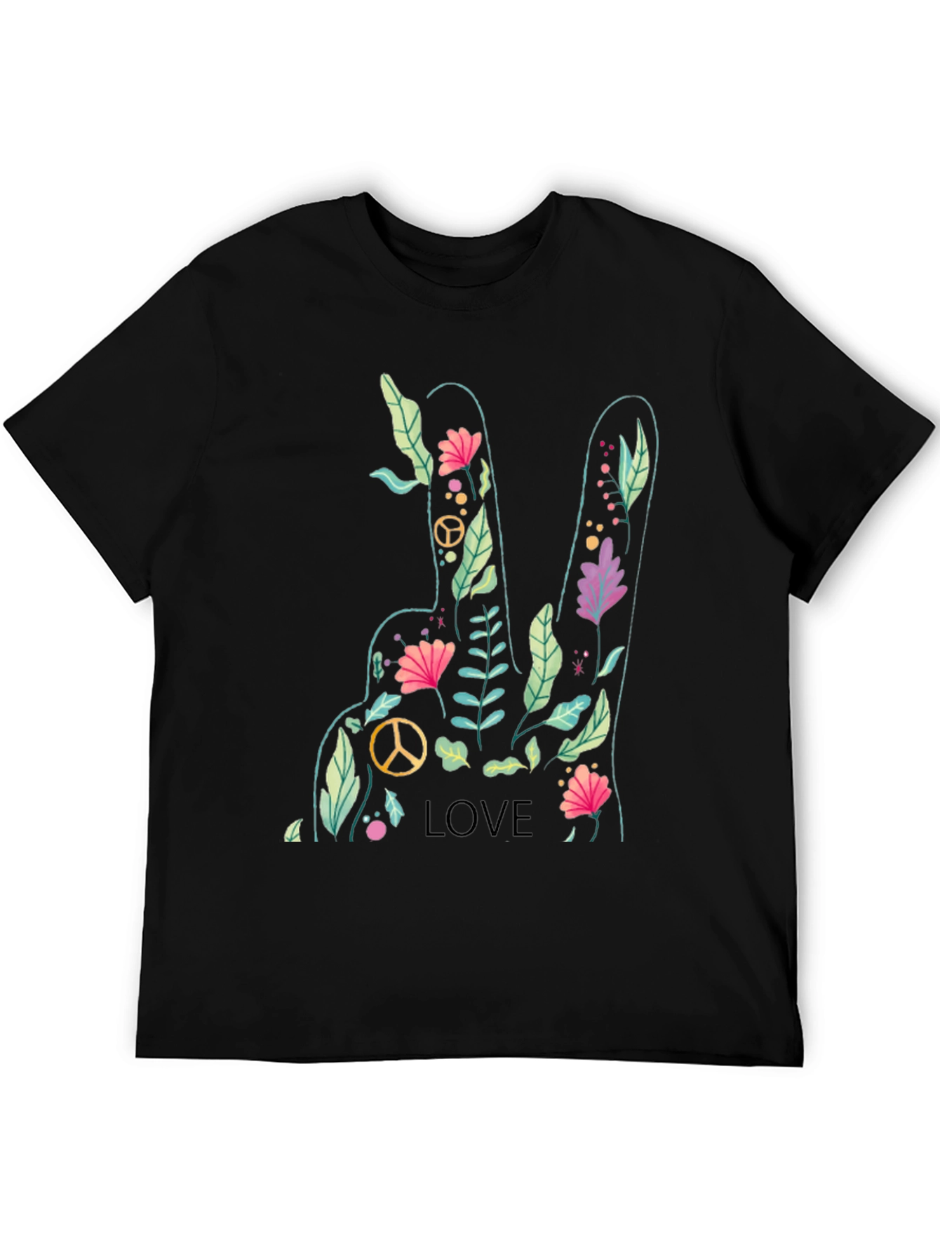 Peace Love Flower Graphic Tee - Soft Cotton Blend