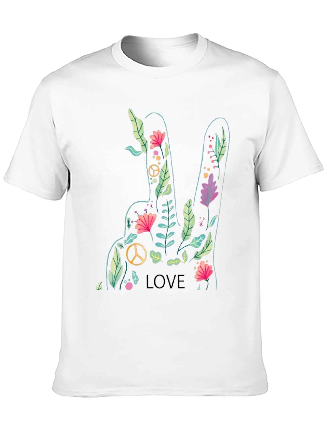 Peace Love Flower Graphic Tee - Soft Cotton Blend