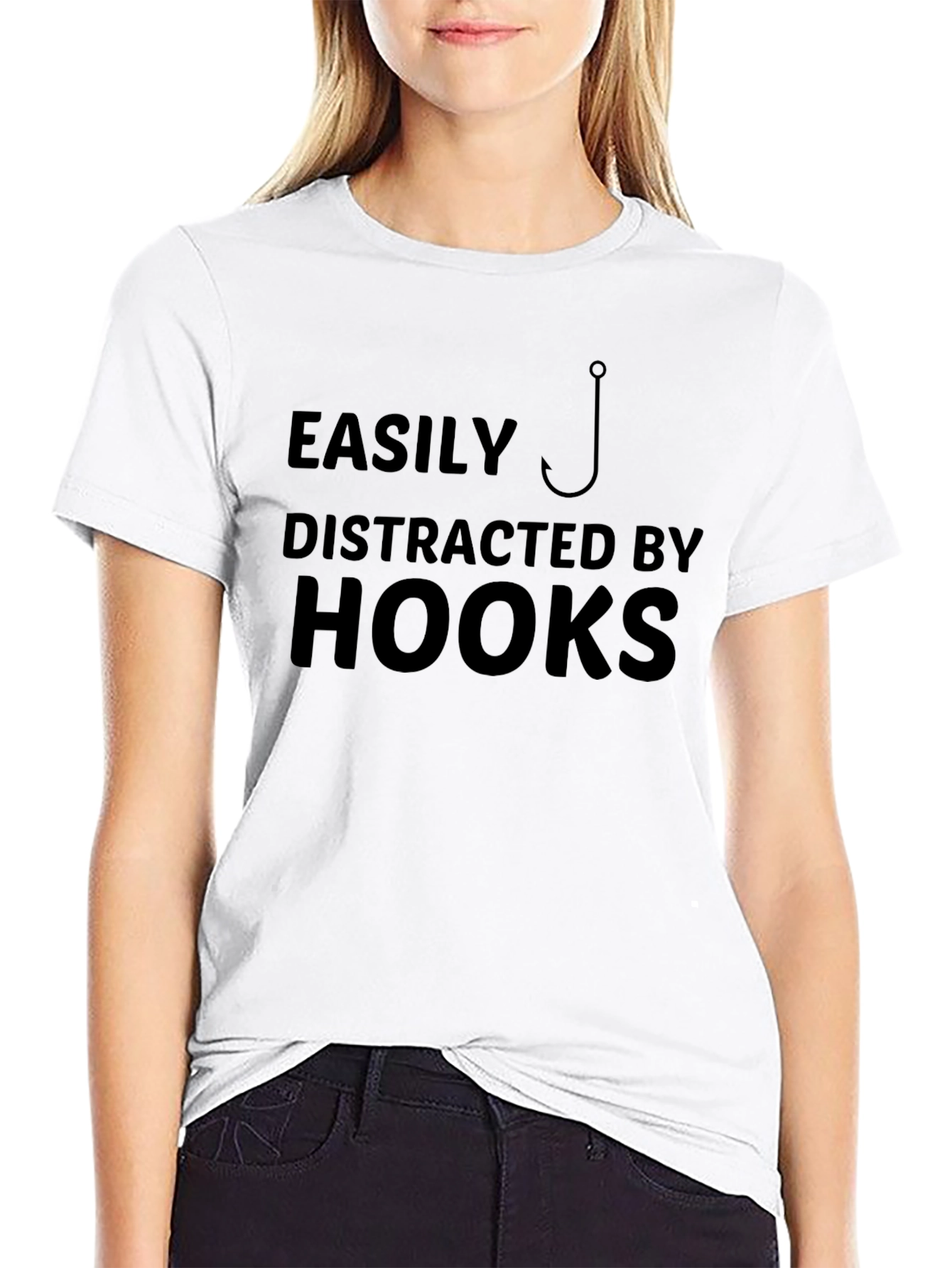 Easily Distracted By Hooks Black T-Shirt Fishing