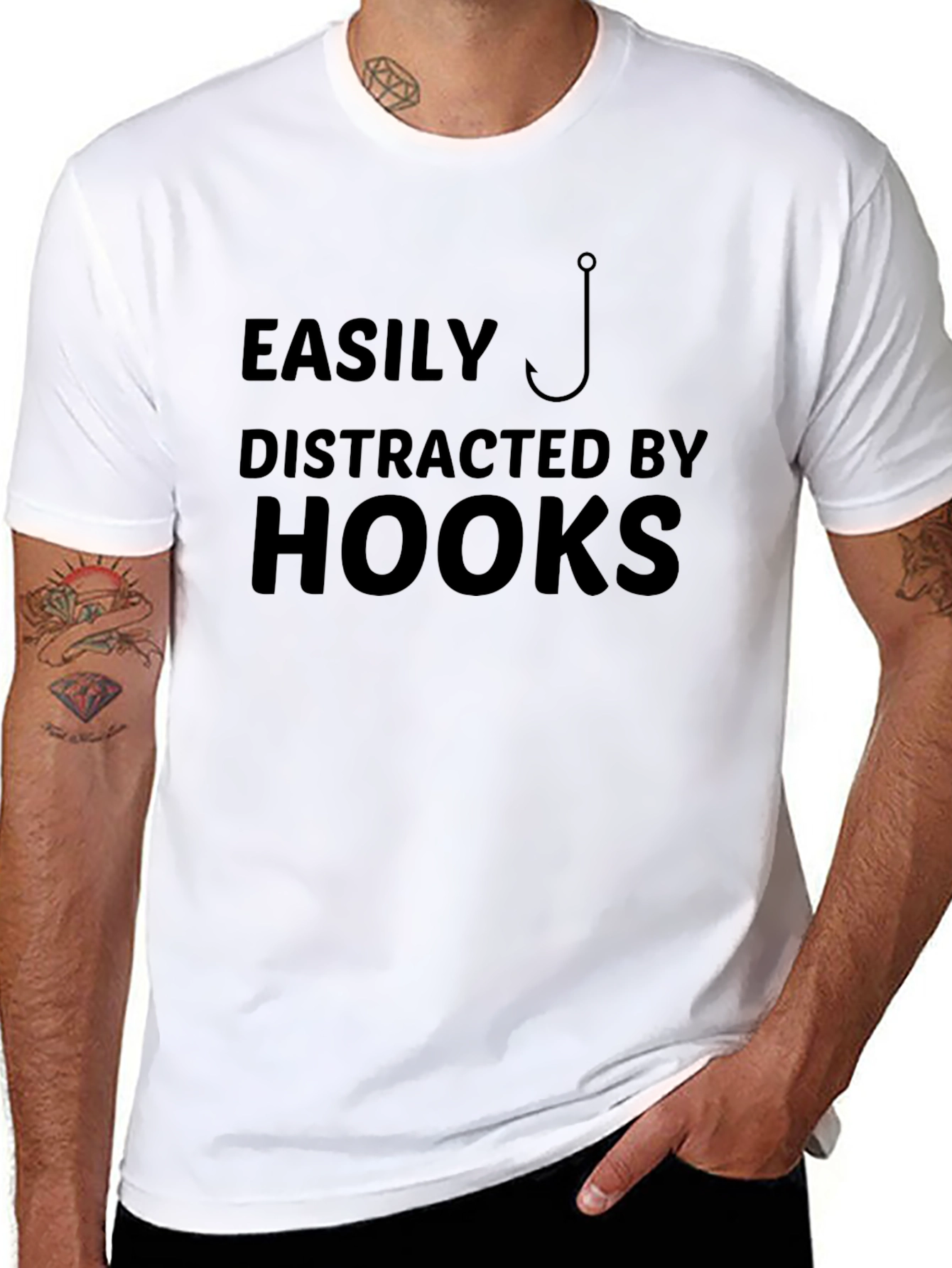 Easily Distracted By Hooks Black T-Shirt Fishing