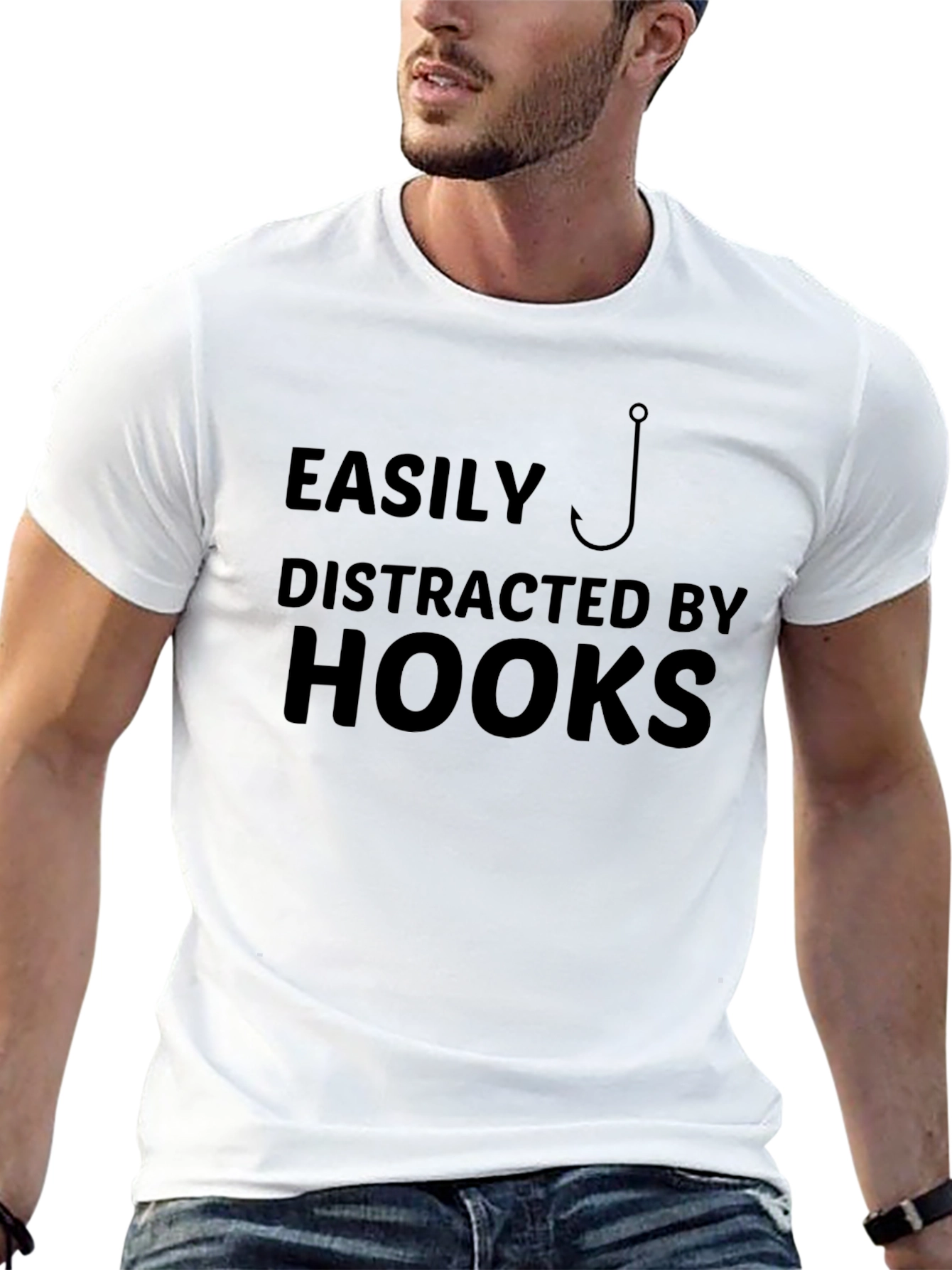Easily Distracted By Hooks Black T-Shirt Fishing