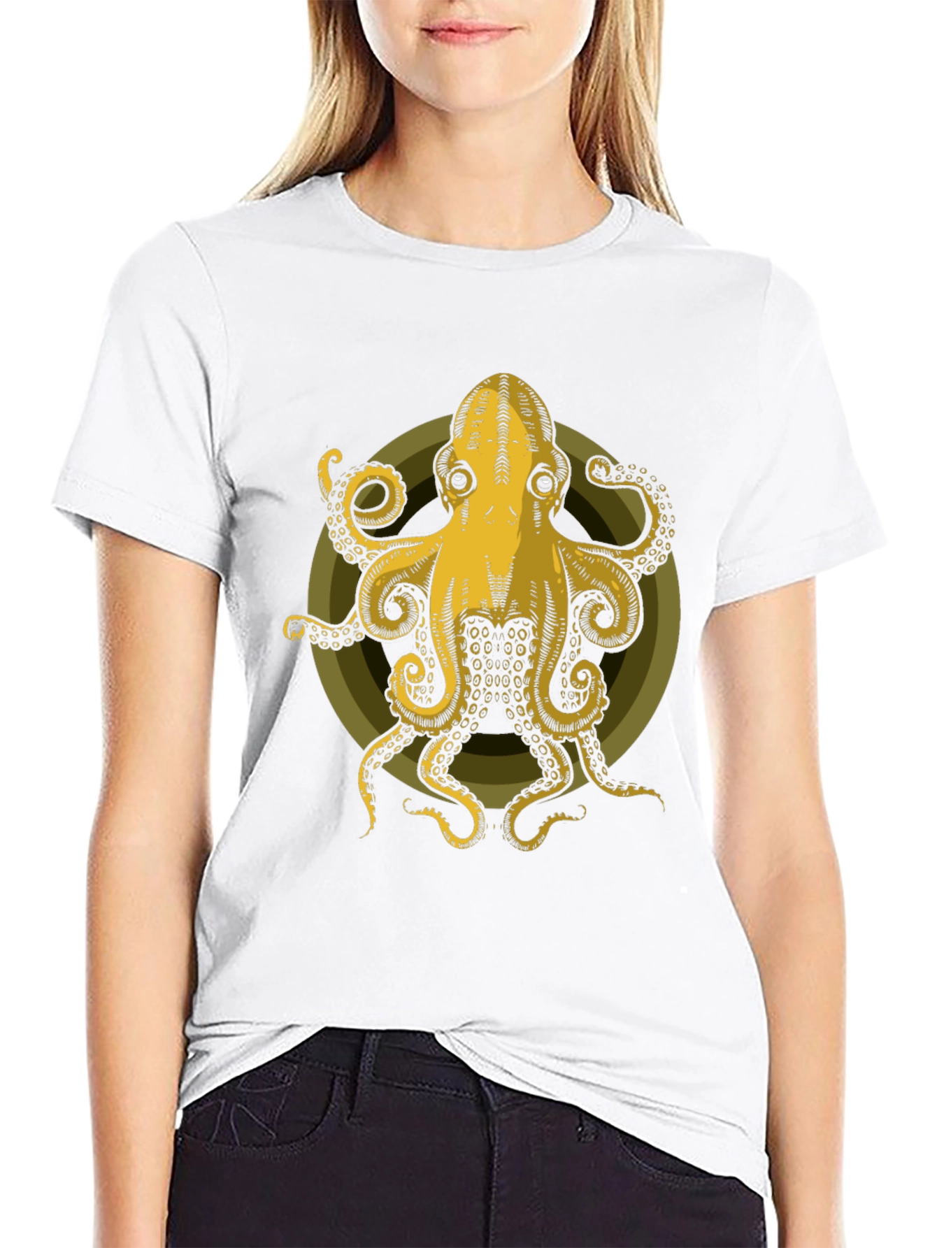 Octopus Graphic Tee - Mens Black Cotton T-Shirt