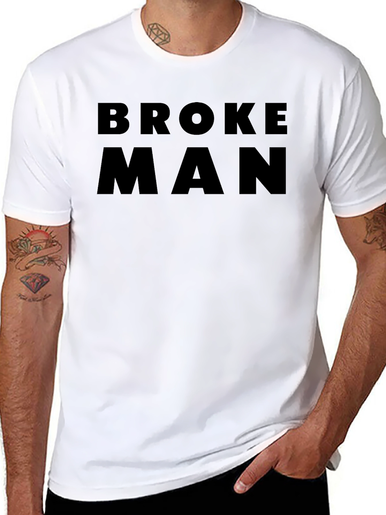 Broke Man Black Graphic Tee - Mens Casual Fashion