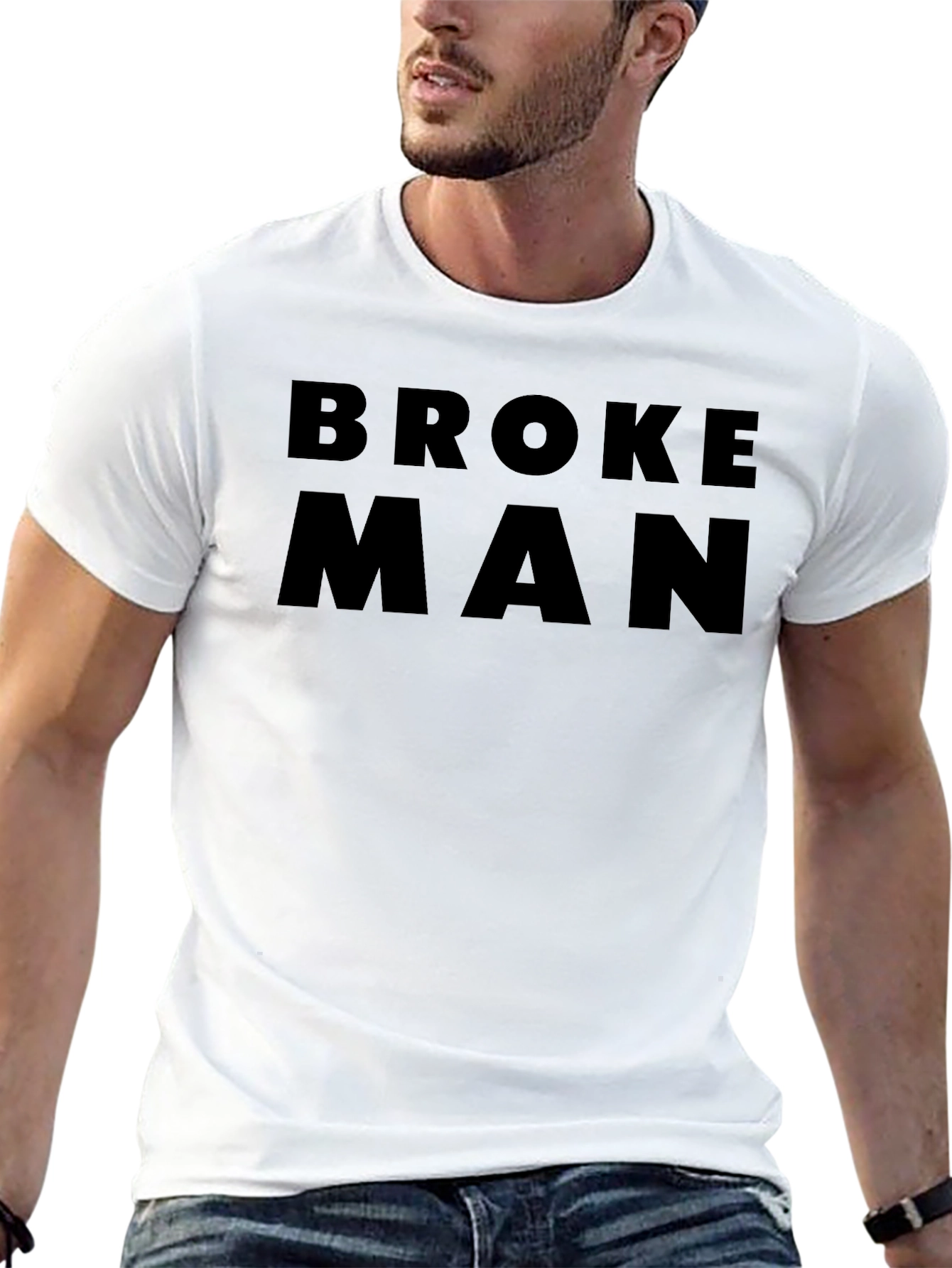 Broke Man Black Graphic Tee - Mens Casual Fashion