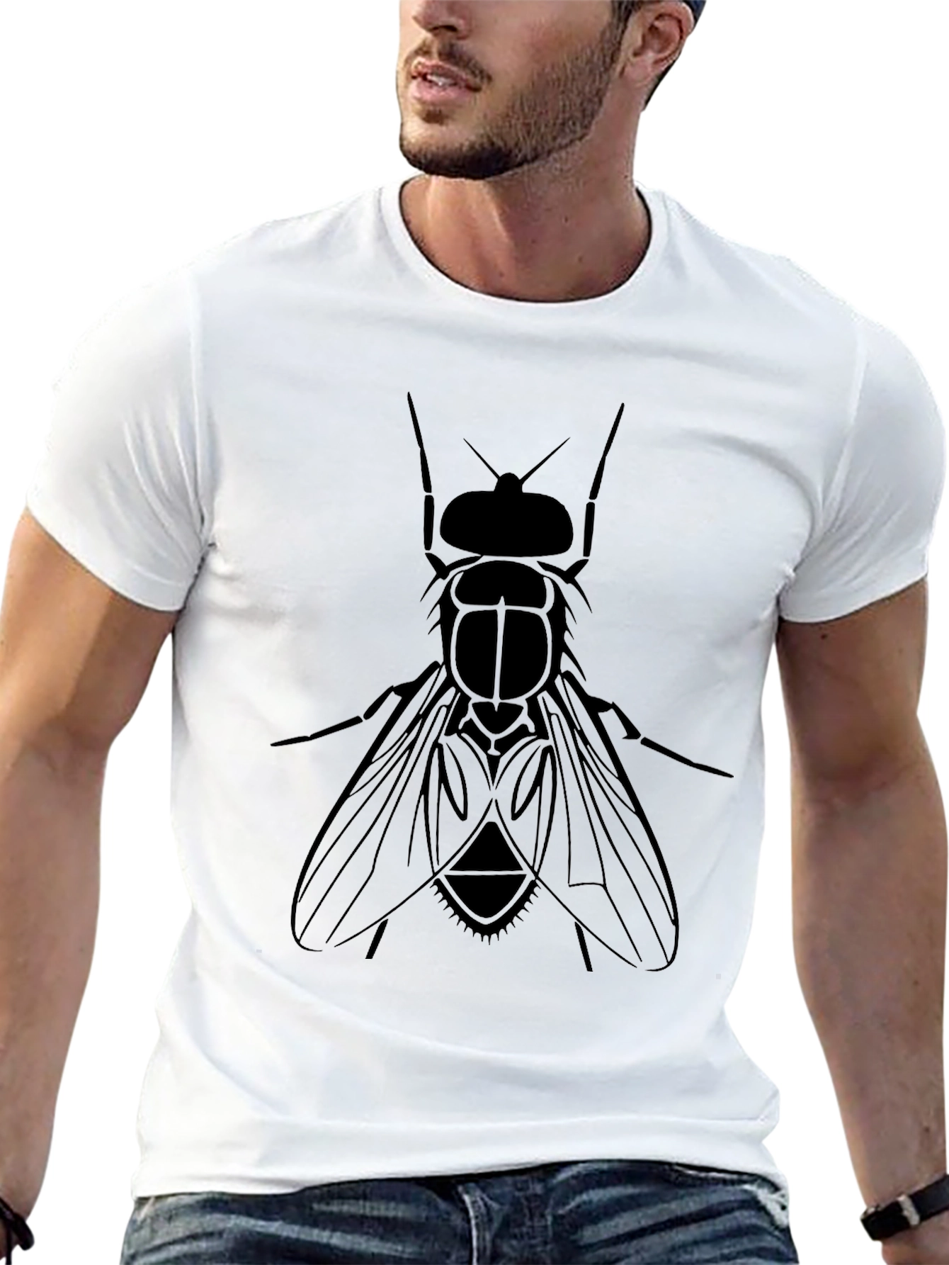 Black Fly Graphic Tee - Unique Insect Design