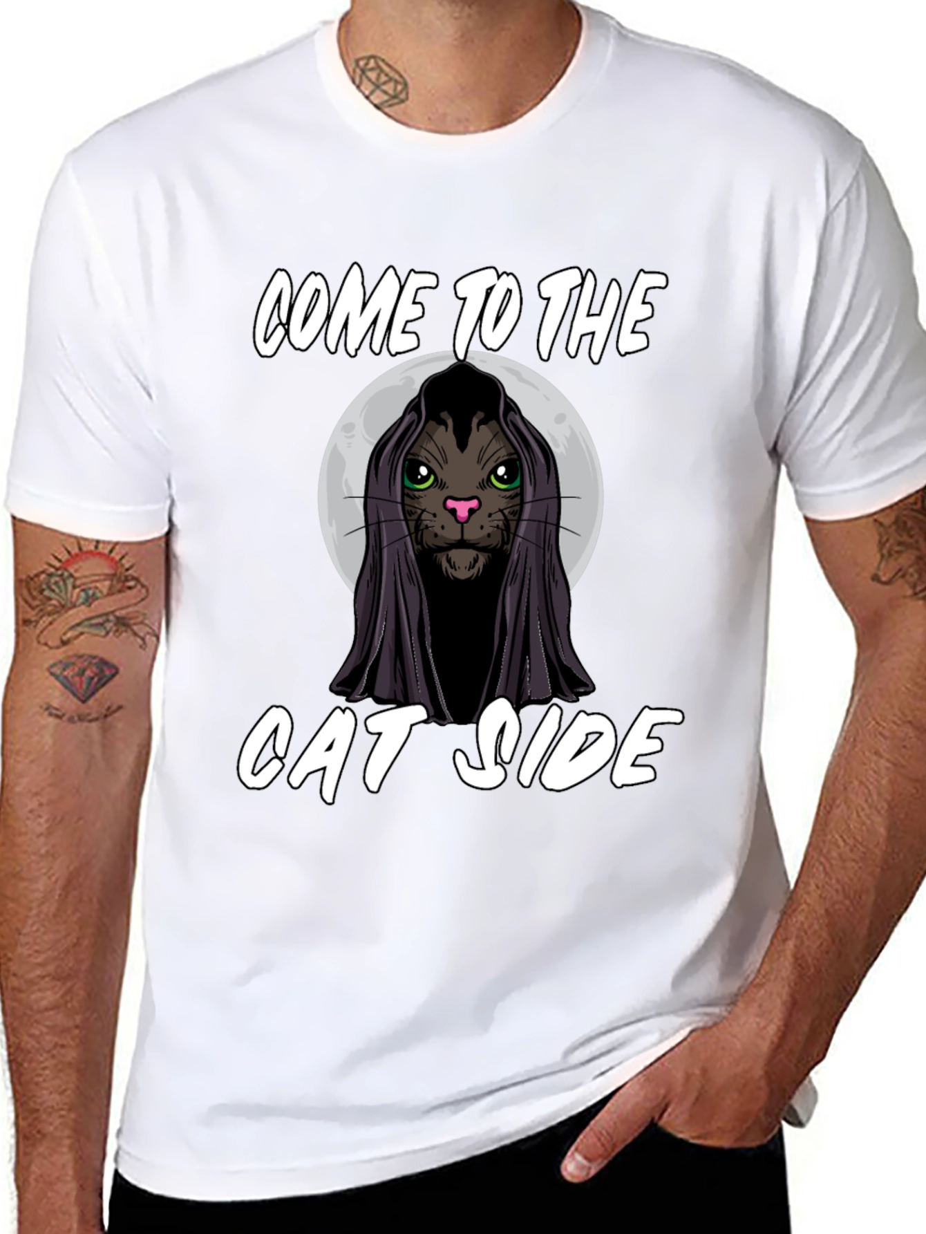 Come to the Cat Side Black T-Shirt