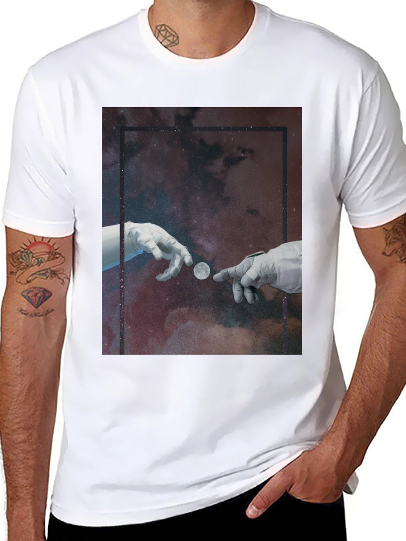 Cosmic Touch Graphic T-Shirt - Black