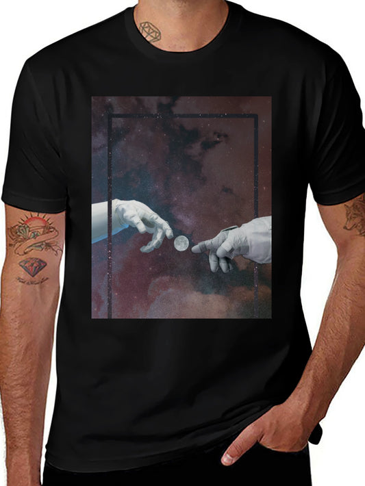 Cosmic Touch Graphic T-Shirt - Black