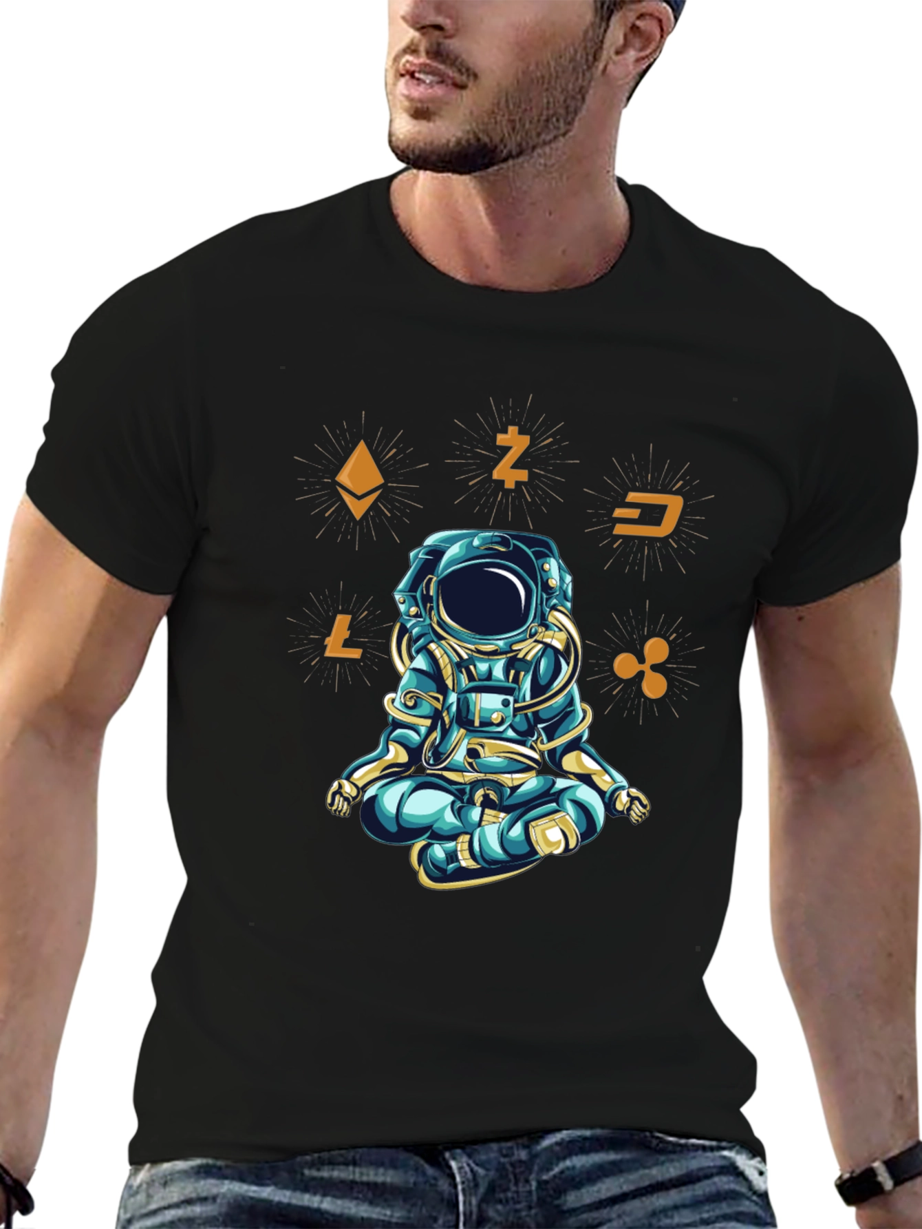 Crypto Astronaut T-Shirt - Meditating in Space