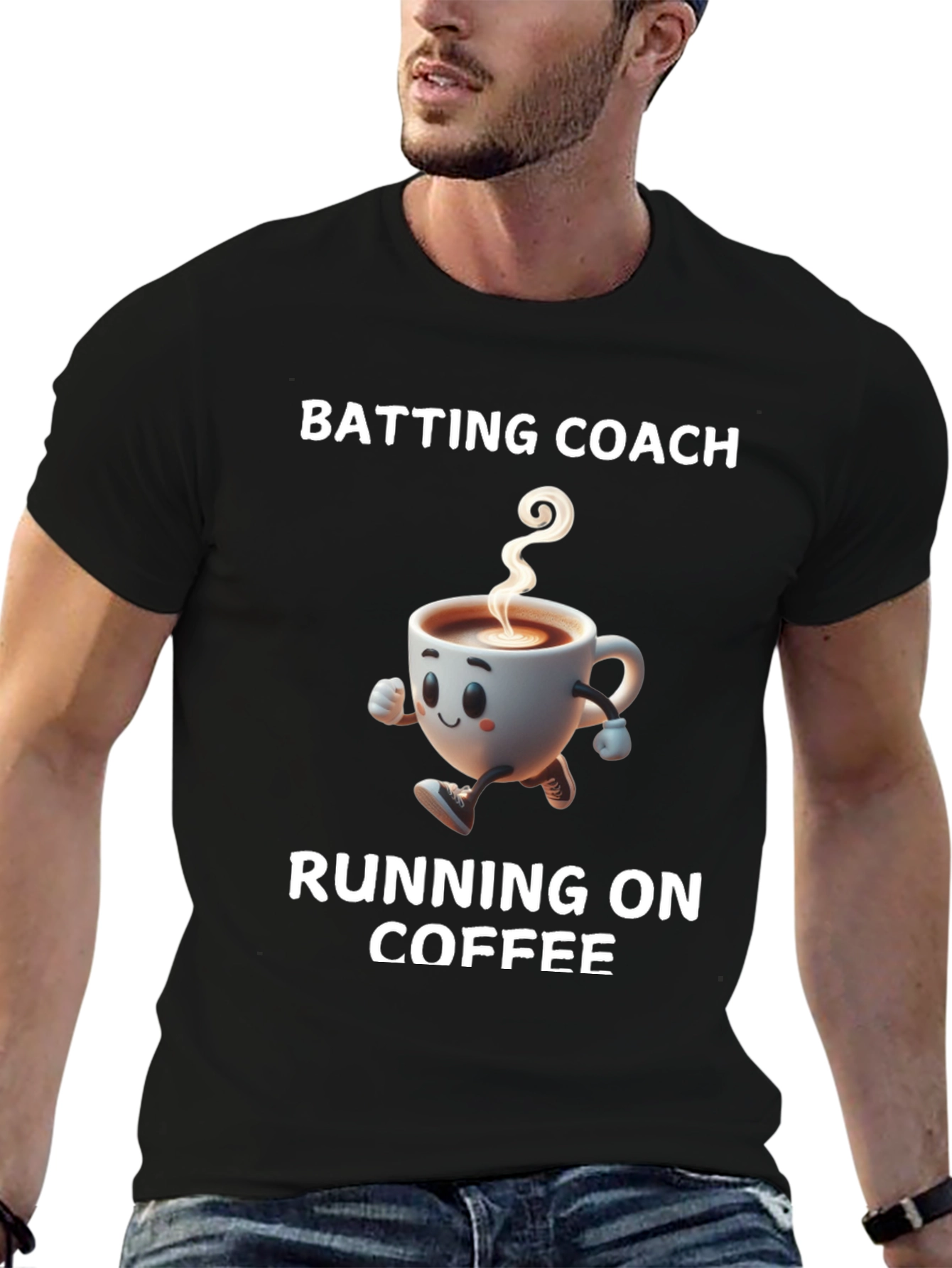 Batting Coach Running on Coffee T-Shirt