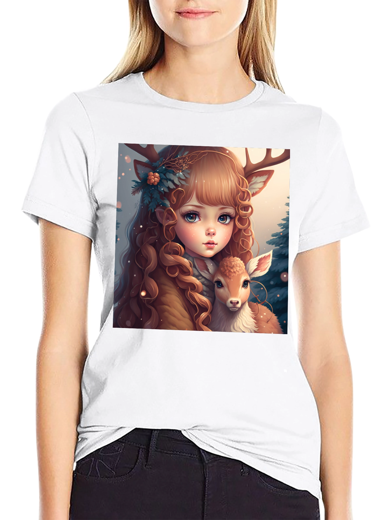 Deer Girl Graphic Tee - Whimsical Comfort