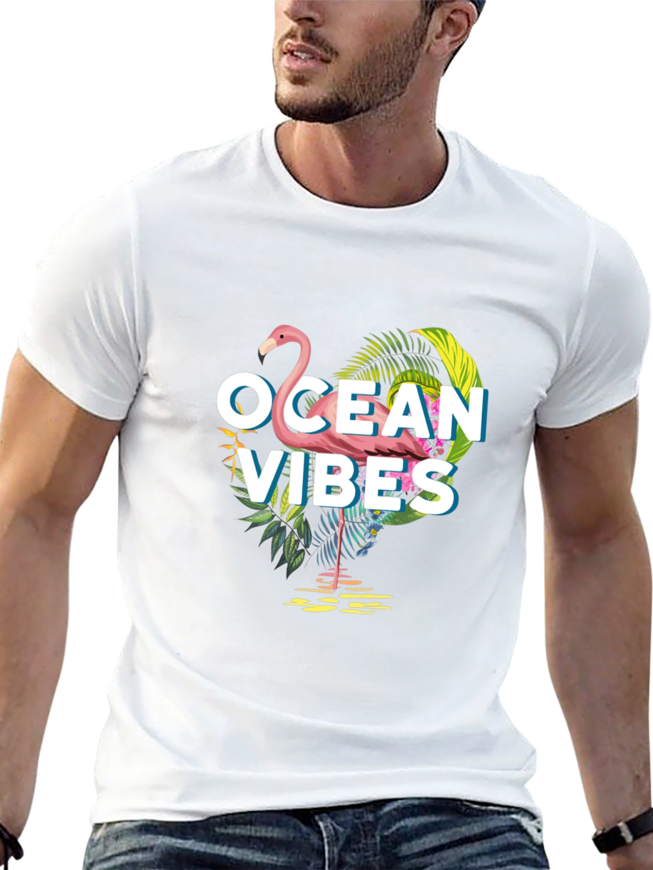Ocean Vibes Flamingo Graphic Tee