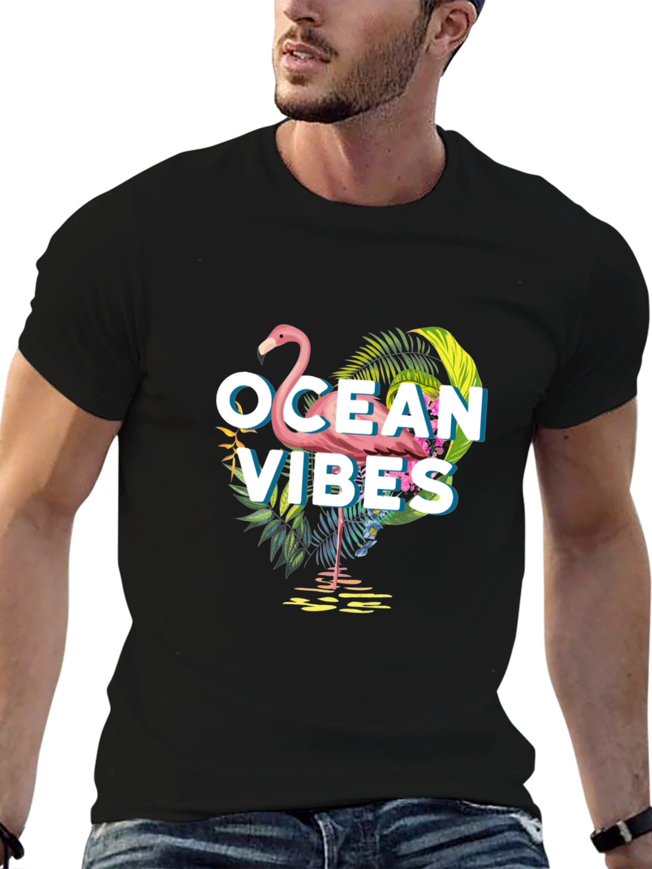 Ocean Vibes Flamingo Graphic Tee