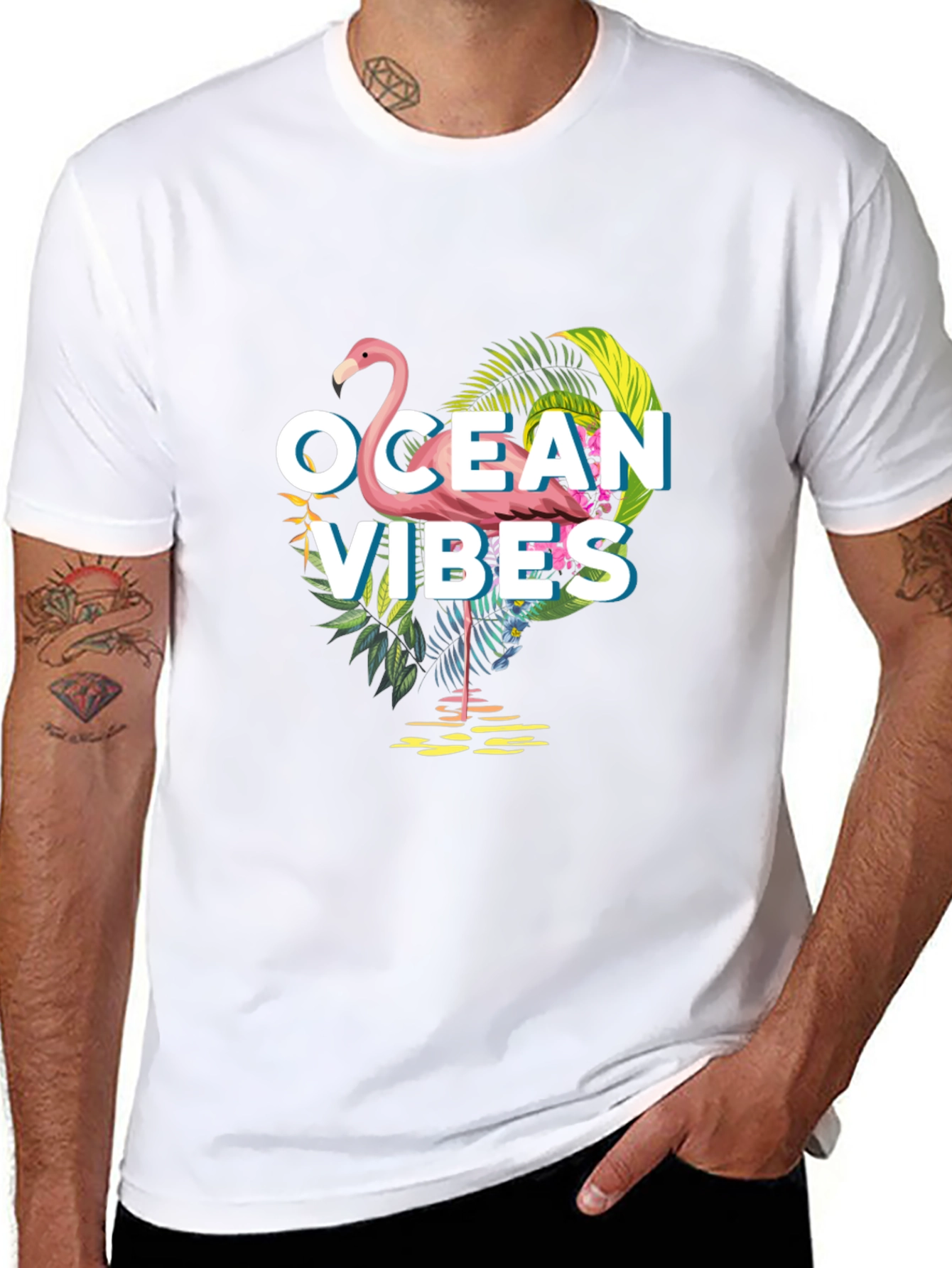 Ocean Vibes Flamingo Graphic Tee